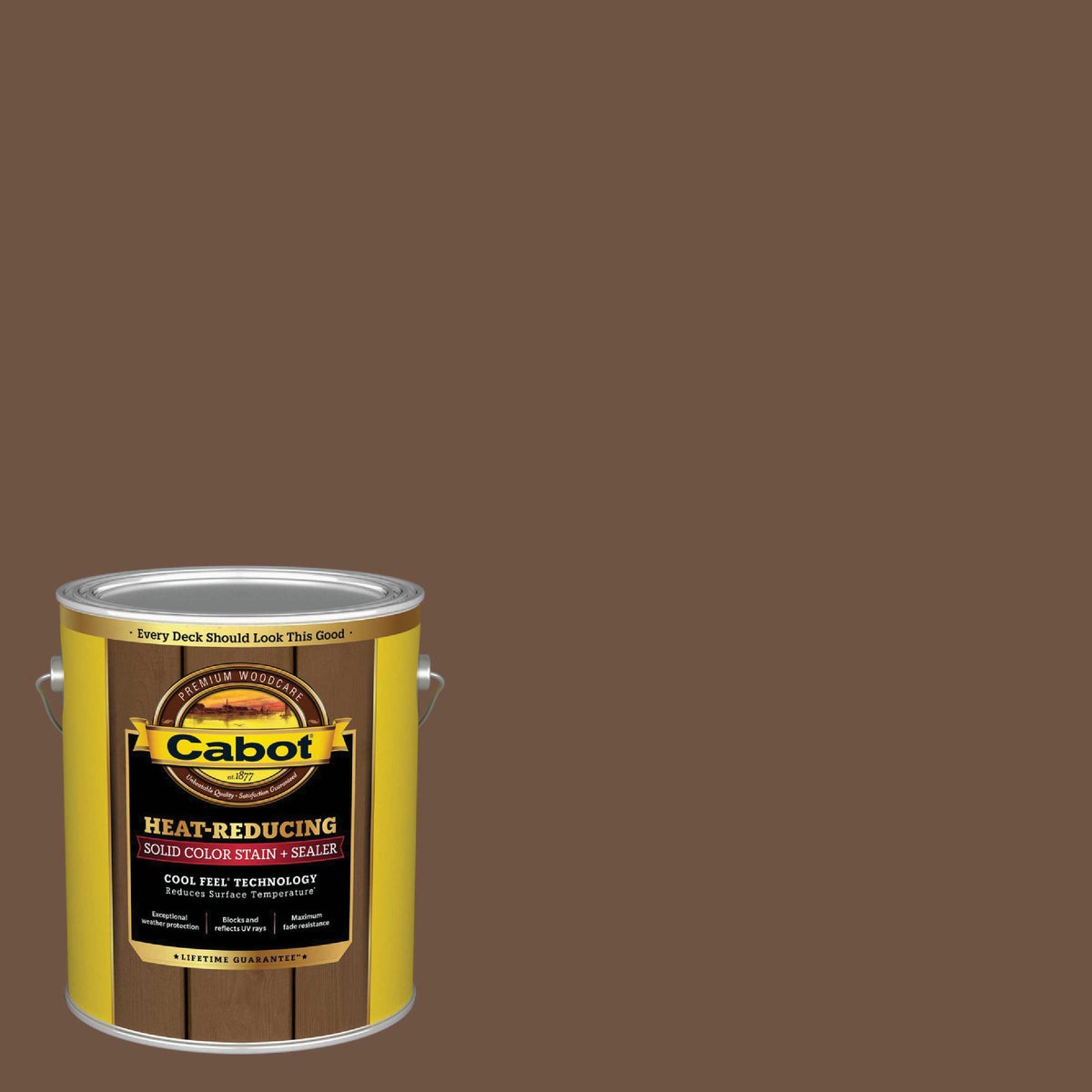 Cabot Heat-Reducing Solid Color Stain + Sealer with Cool Feel Technology, Equestrian Brown, 1 Gal.