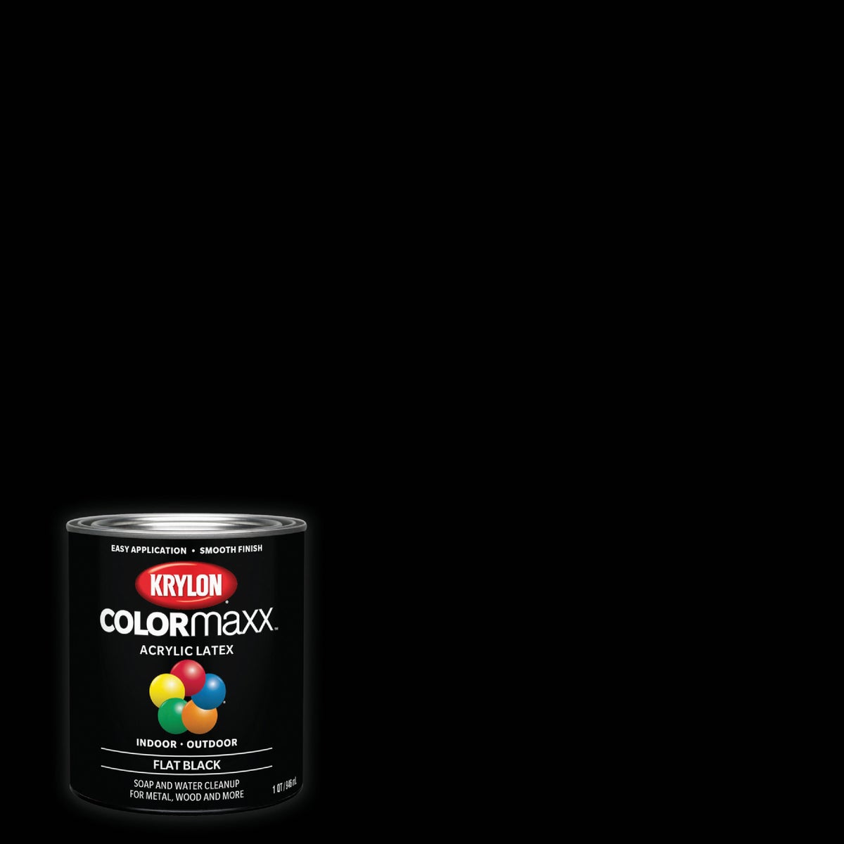Krylon ColorMaxx Flat Interior/Exterior Wall Paint, Black, 1 Qt.