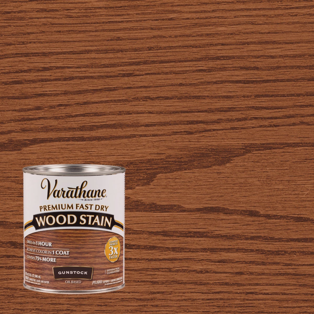 Varathane Fast Dry Gunstock Urethane Modified Alkyd Interior Wood Stain, 1 Qt.