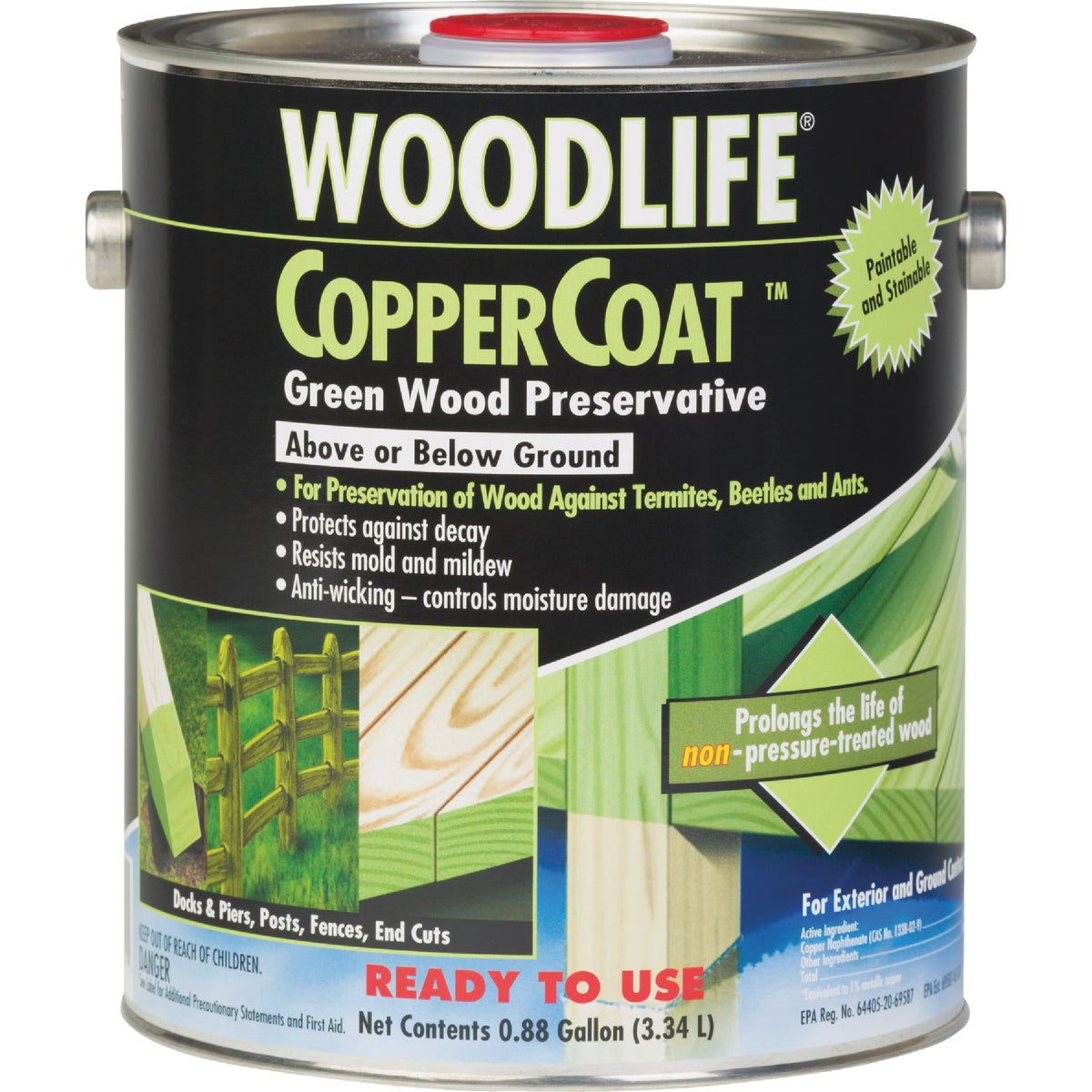 Rust-Oleum Woodlife Water-Based Coppercoat Green Wood Preservative, 1 Gal.