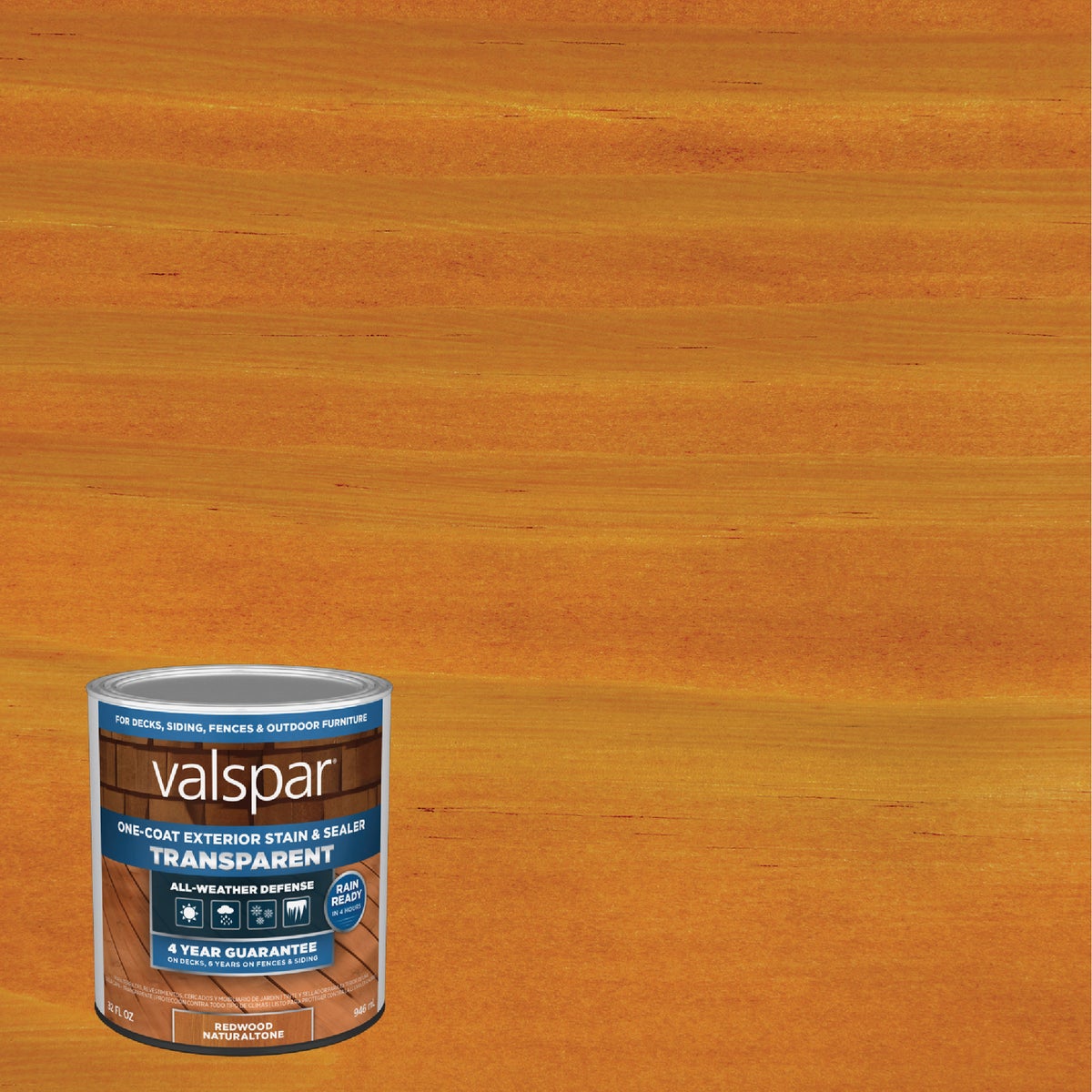 Valspar Transparent Deck Stain, Redwood Natural Tone, 1 Qt.