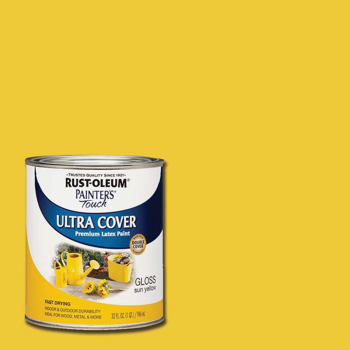Rust-Oleum Painter's Touch 2X Ultra Cover Premium Latex Paint, Sun Yellow, 1 Qt.
