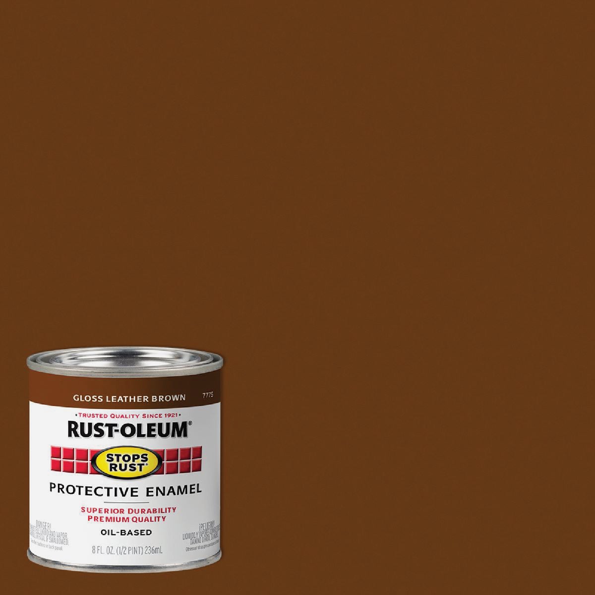 Rust-Oleum Stops Rust Oil Based Gloss Protective Rust Control Enamel, Leather Brown, 1/2 Pt.