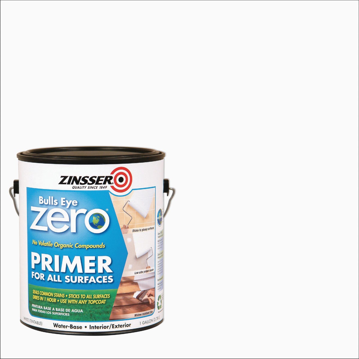 Zinsser Bulls Eye Zero VOC Interior/Exterior Primer, White, 1 Gal.