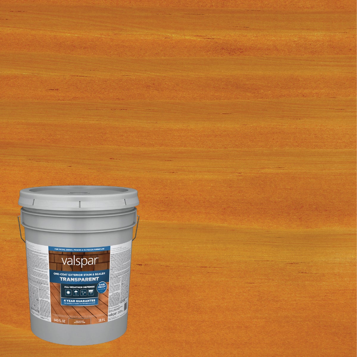 Valspar Transparent Deck Stain, Redwood Natural Tone, 5 Gal.