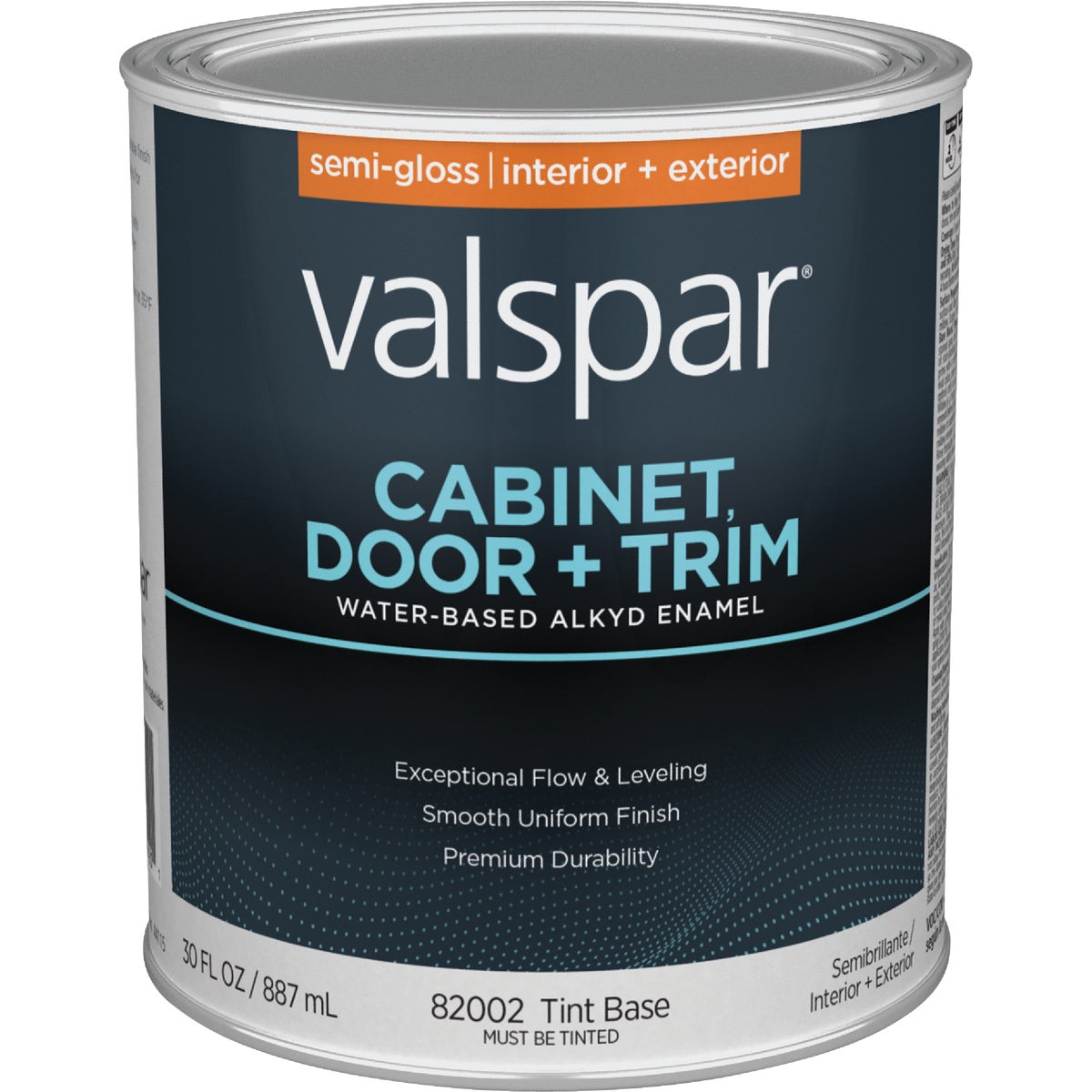 Valspar Cabinet, Door & Trim Waterborne Alkyd Semi-Gloss Interior/Exterior Enamel, Tint Base, 1 Qt.