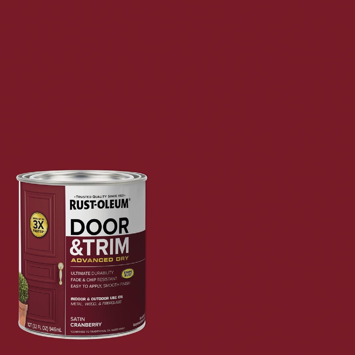 Rust-Oleum Stops Rust 1 Qt. Satin Cranberry Door and Trim Paint