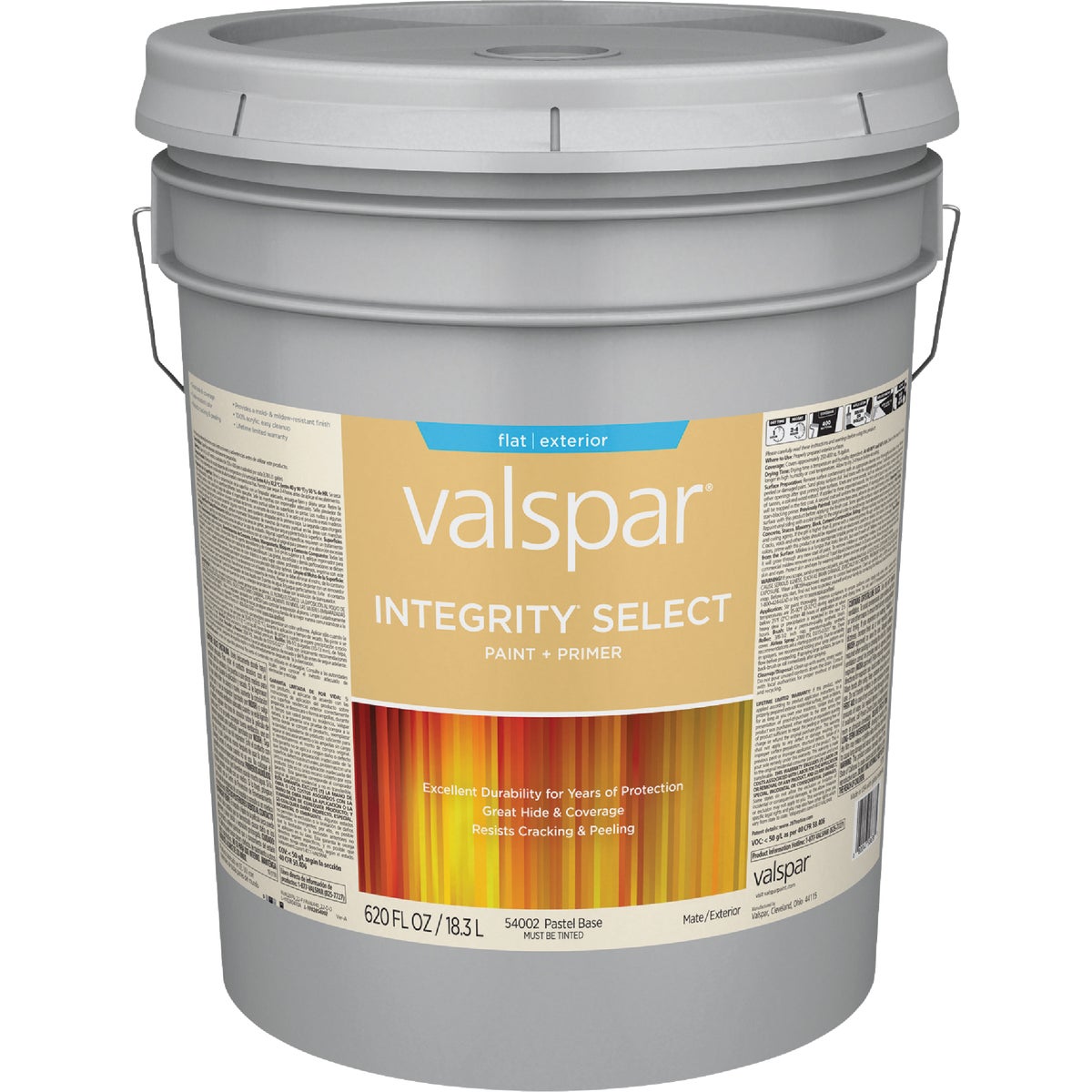 Valspar Integrity Select Flat Paint & Primer Exterior Paint, Pastel Base, 5 Gal.