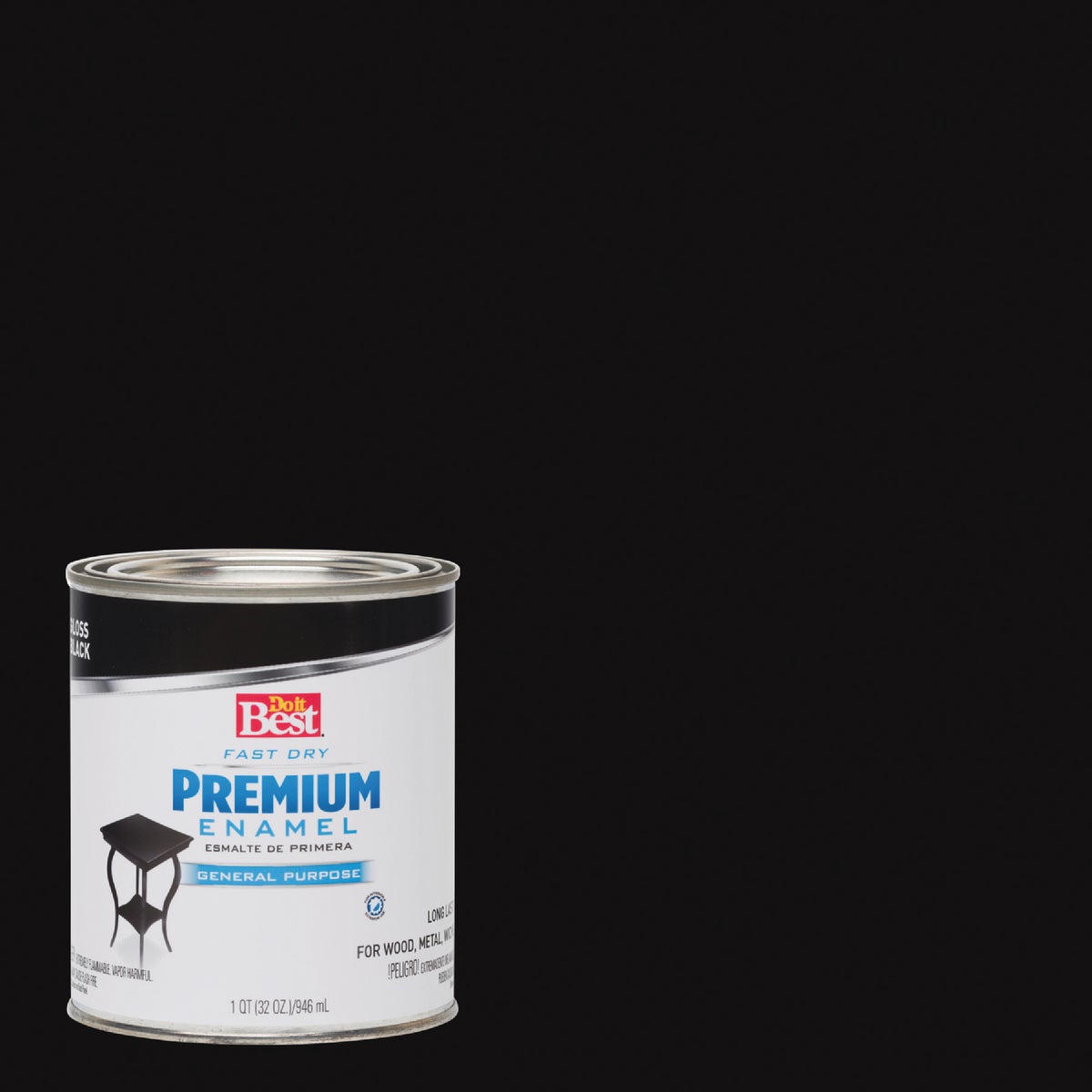 Do it Best Fast Dry Acrylic Latex Gloss Premium Enamel, Black, 1 Qt.