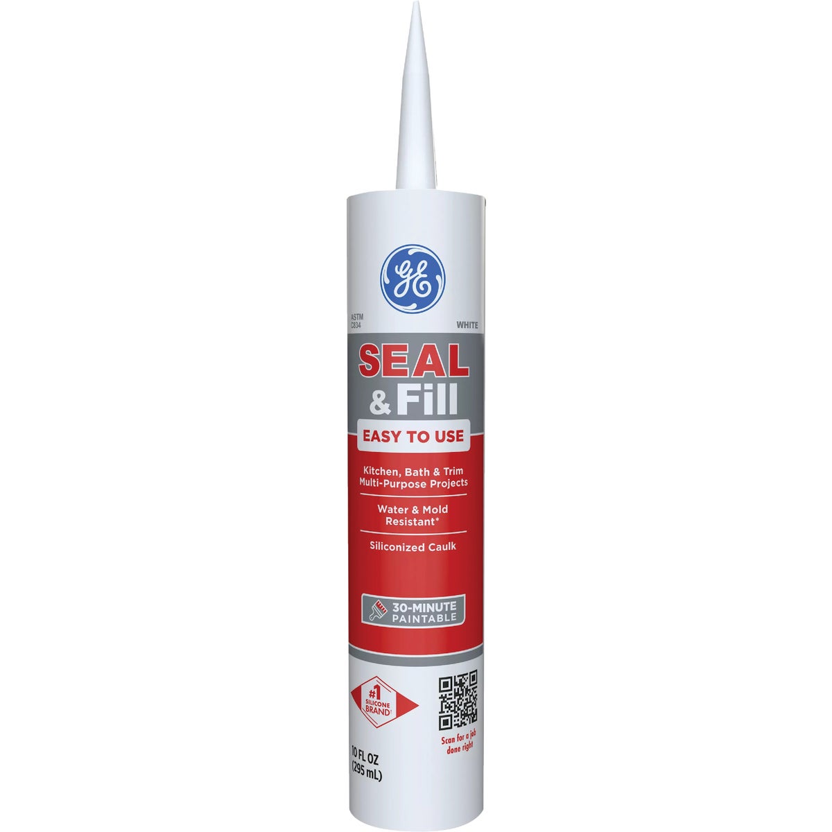 GE Ultra Seal 10.1 Oz. White Kitchen & Bath Siliconized Acrylic Latex Caulk