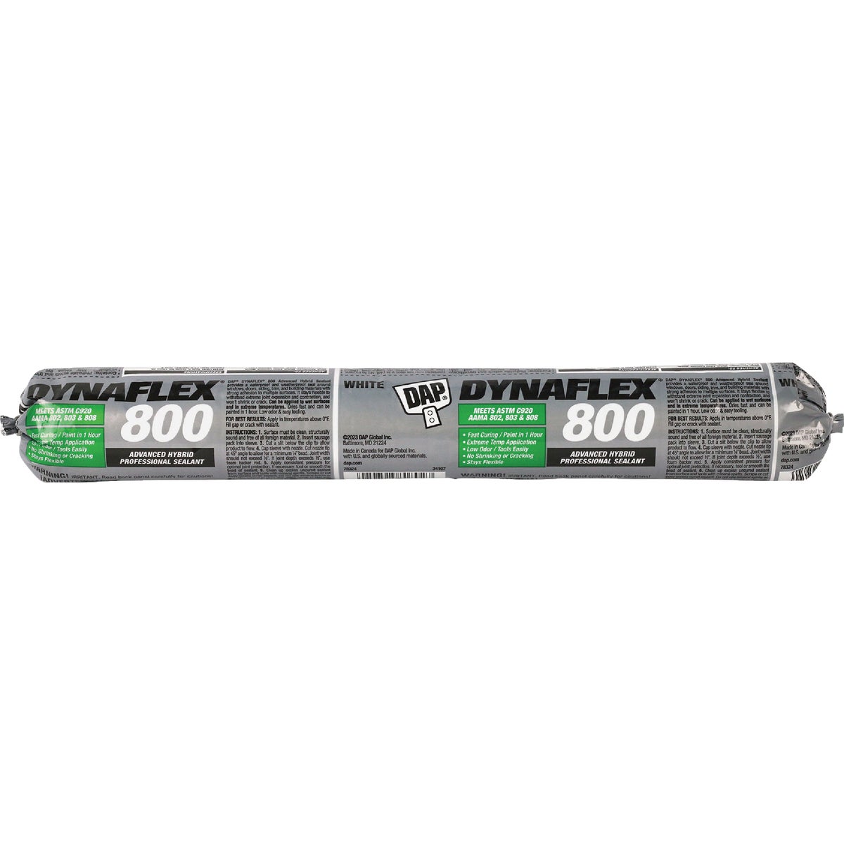 DAP Dynaflex 800 20.3 Oz. Sausage Pack Advanced Window, Door, Siding, & Trim Polymer Sealant - White