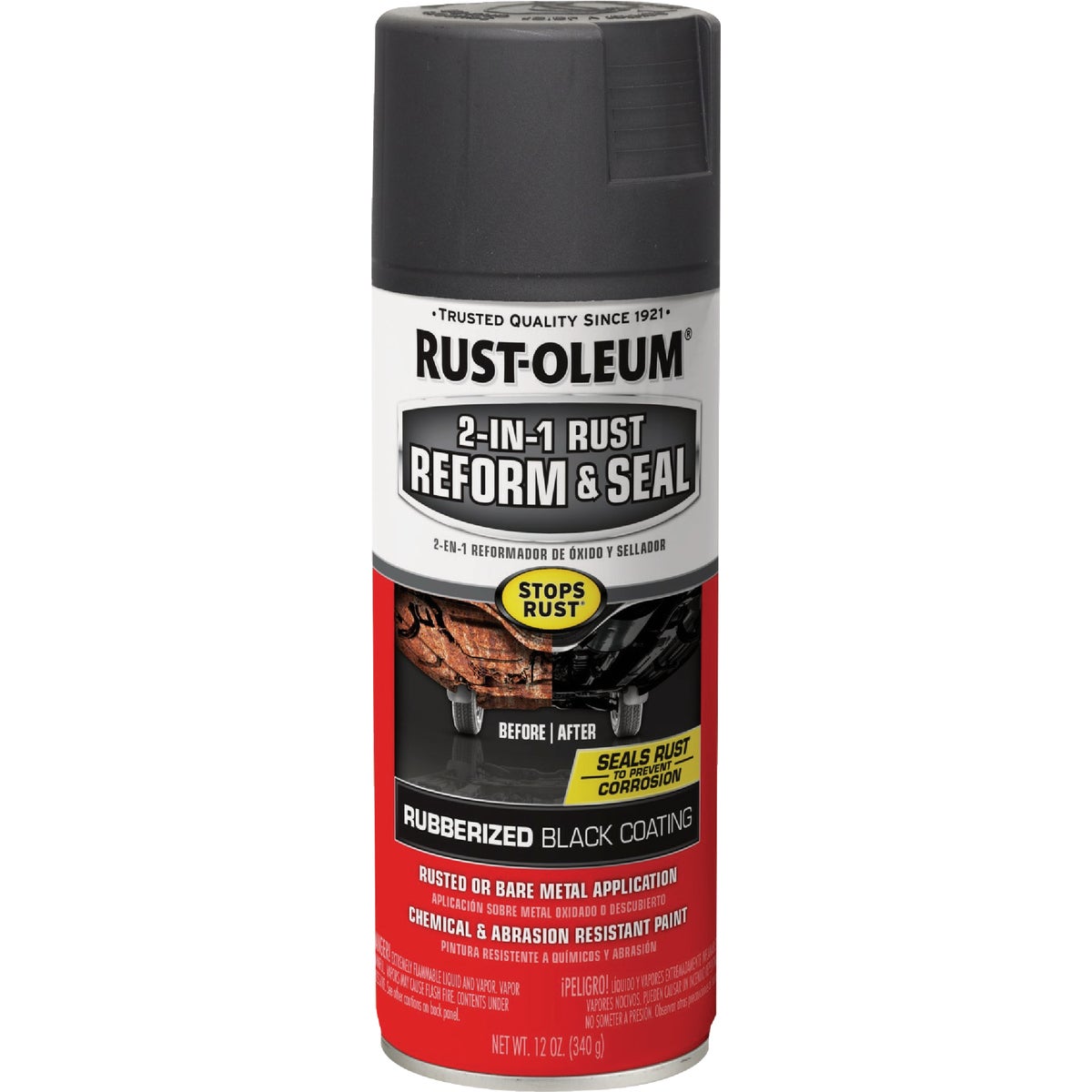 Rust-Oleum Stops Rust 2-In-1 Rust Reform and Seal Spray, 12 Oz., Black