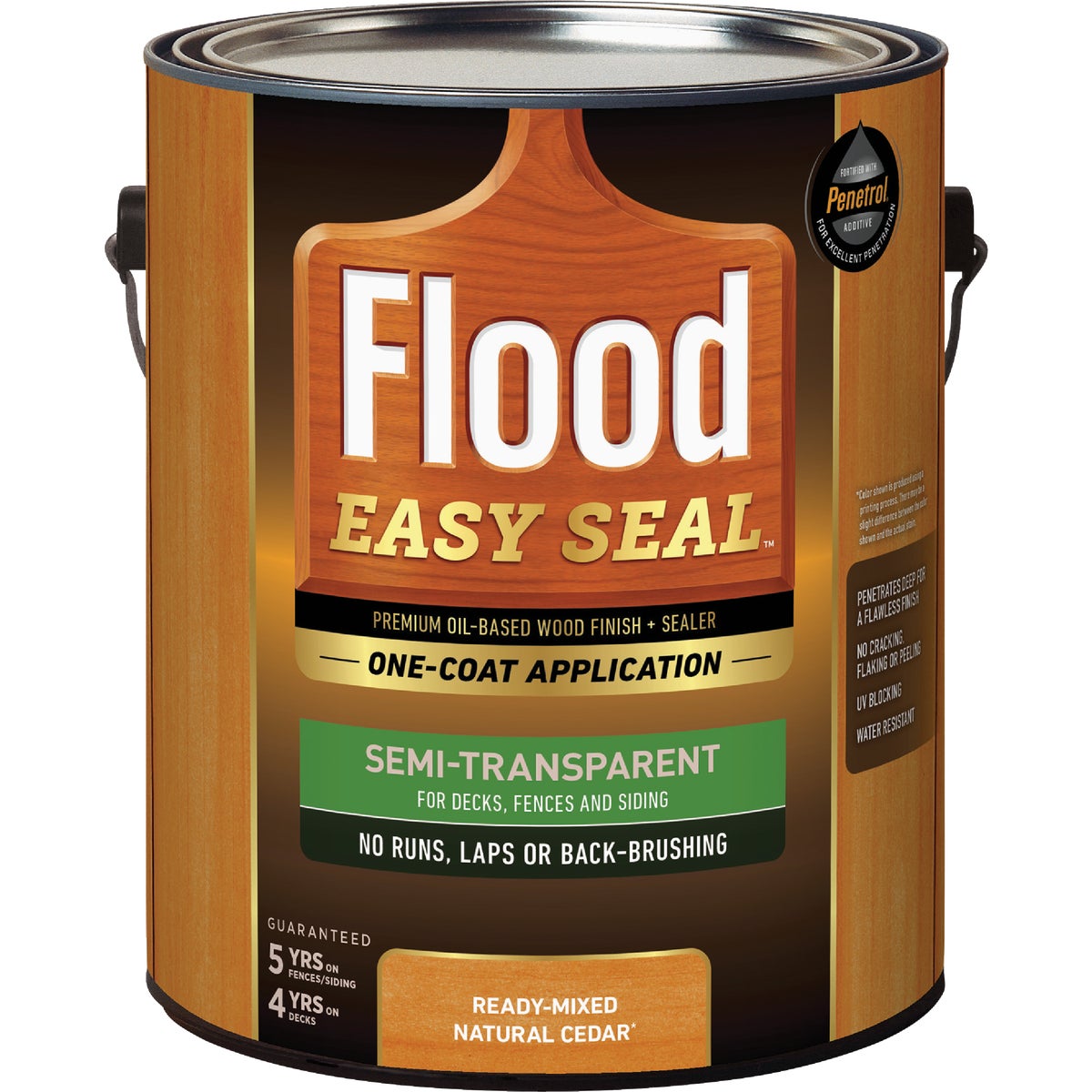 Flood Easy Seal Semi-Transparent Premium Oil-Based Wood Finish and Sealer, Natural Cedar, 1 Gal.