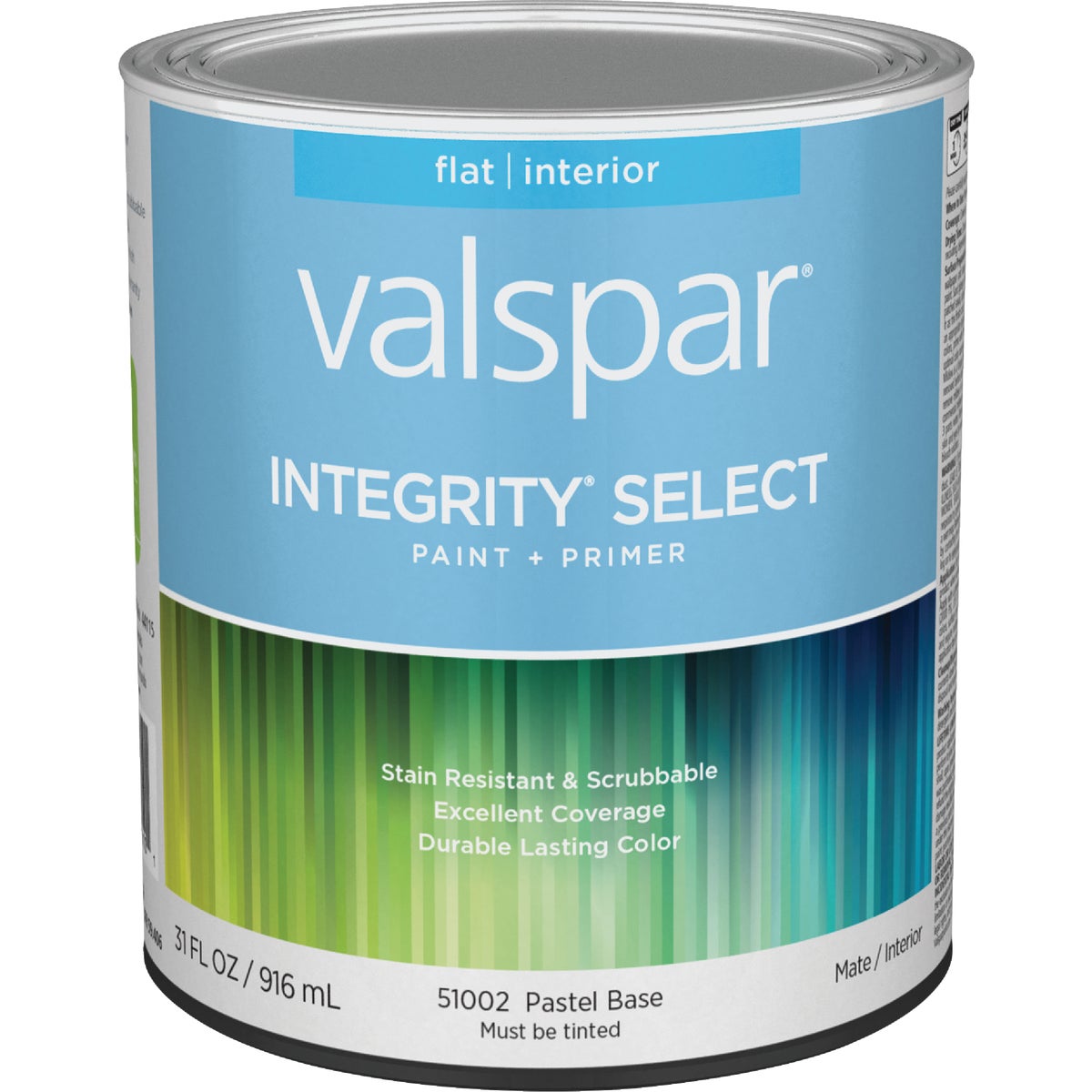  Valspar Integrity Select Paint & Primer Flat Interior Paint, Pastel Base, 1 Qt.