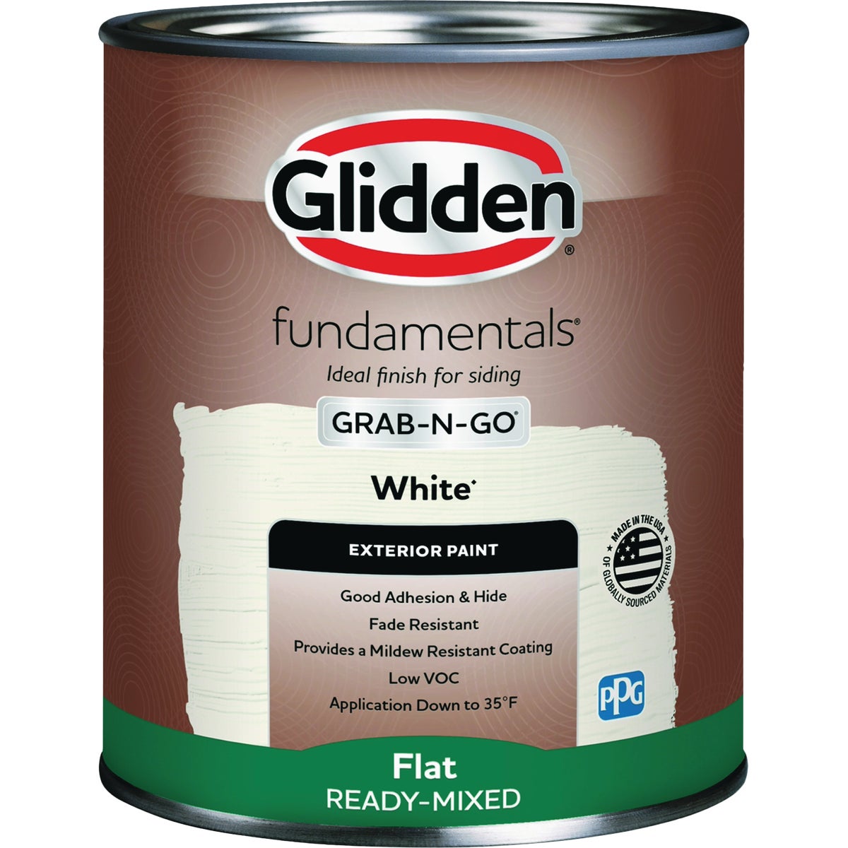 Glidden Fundamentals Exterior Grab-N-Go White Flat Quart