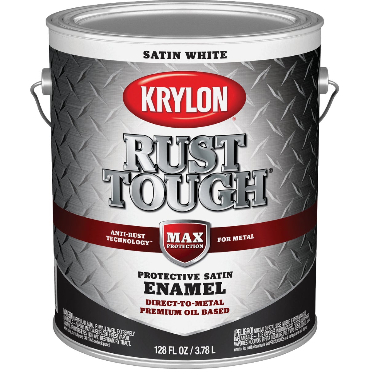 Krylon Rust Tough Oil-Based Satin Rust Control Enamel, White, 1 Gal.