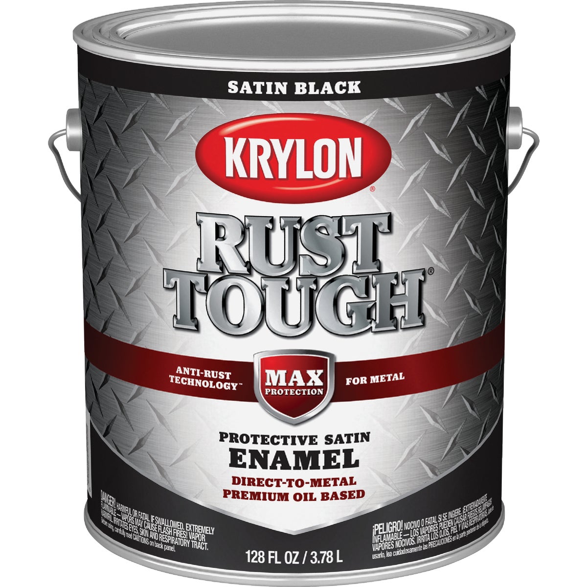 Krylon Rust Tough Oil-Based Satin  Rust Control Enamel, Black, 1 Gal.