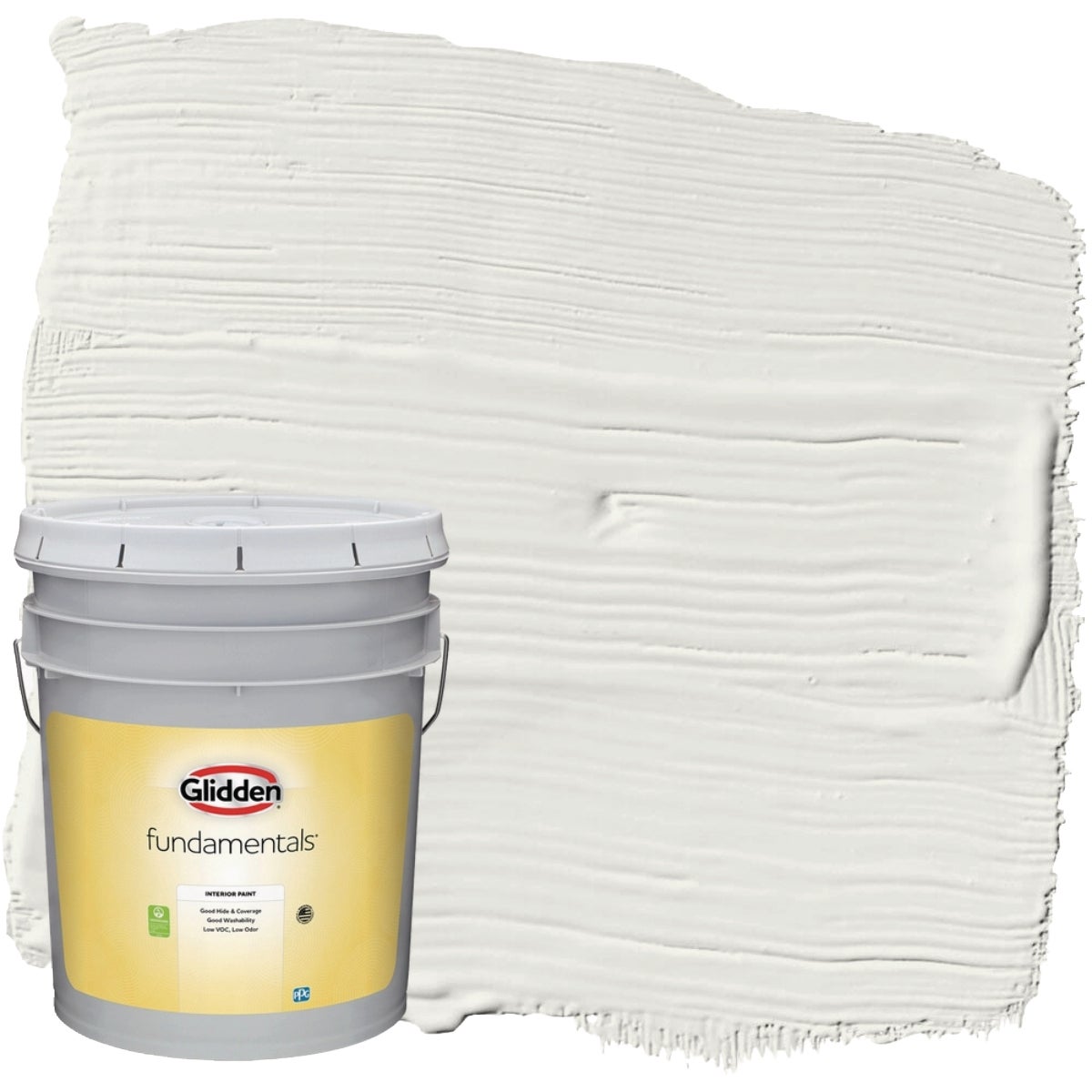 Glidden Fundamentals Semi-Gloss Interior Paint, White, 5 Gal.