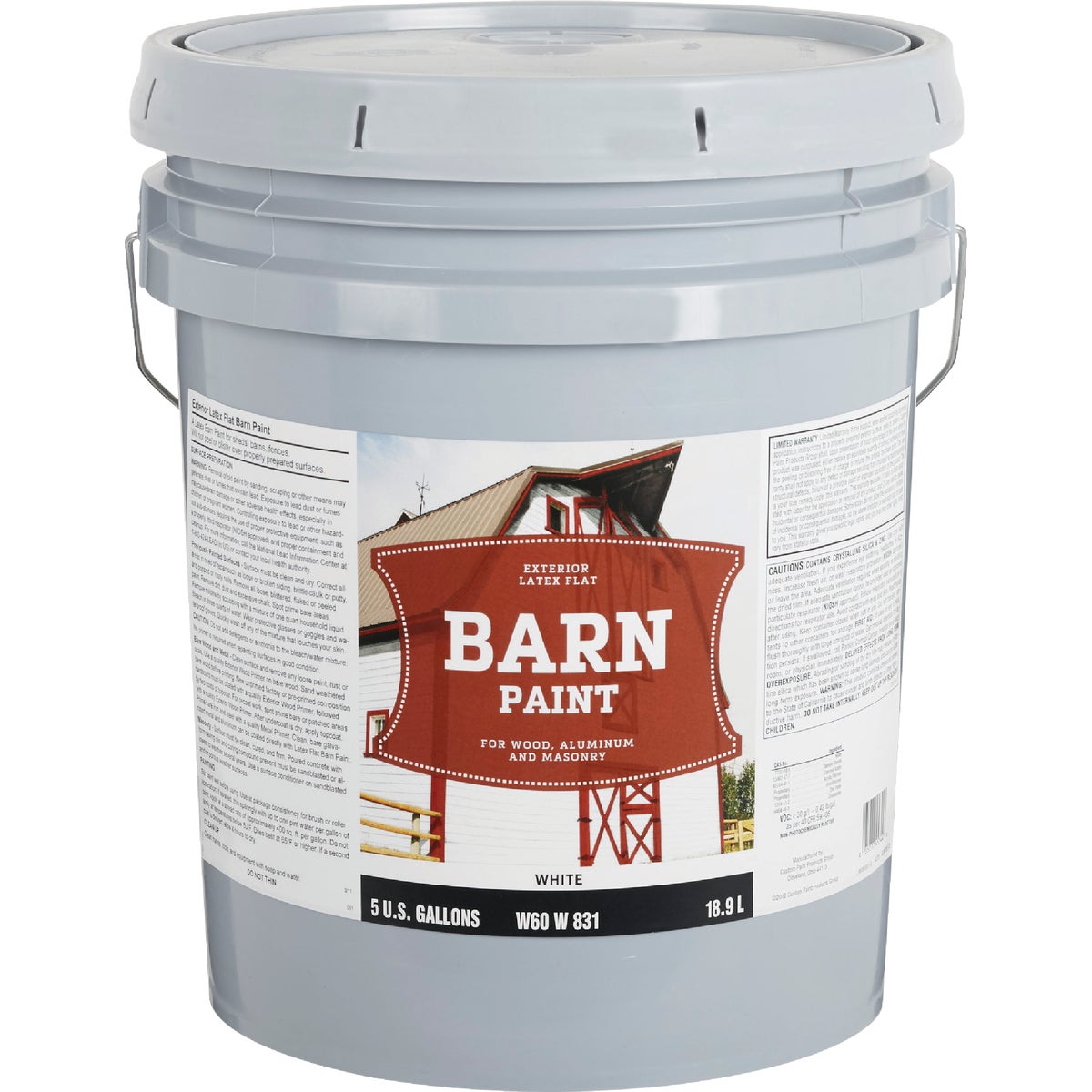 Do it Best Latex Flat Exterior Barn Paint, White, 5 Gal.
