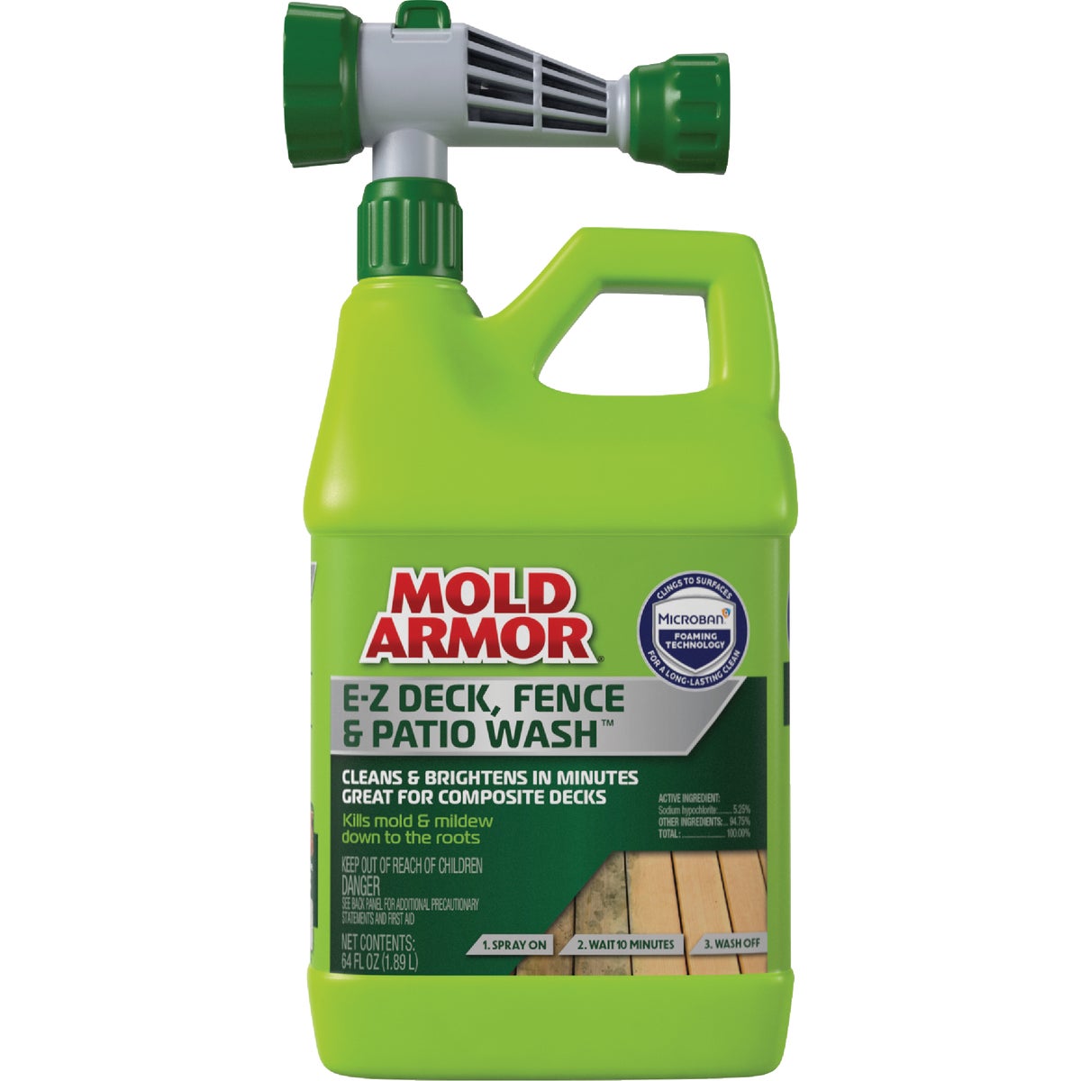 Mold Armor E-Z Deck, Fence & Patio Wash with Microban, 64 Oz. Hose End