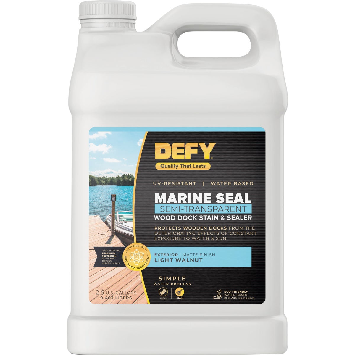 Defy Marine Seal Wood Dock Stain & Sealer, Light Walnut, 2.5 Gal.