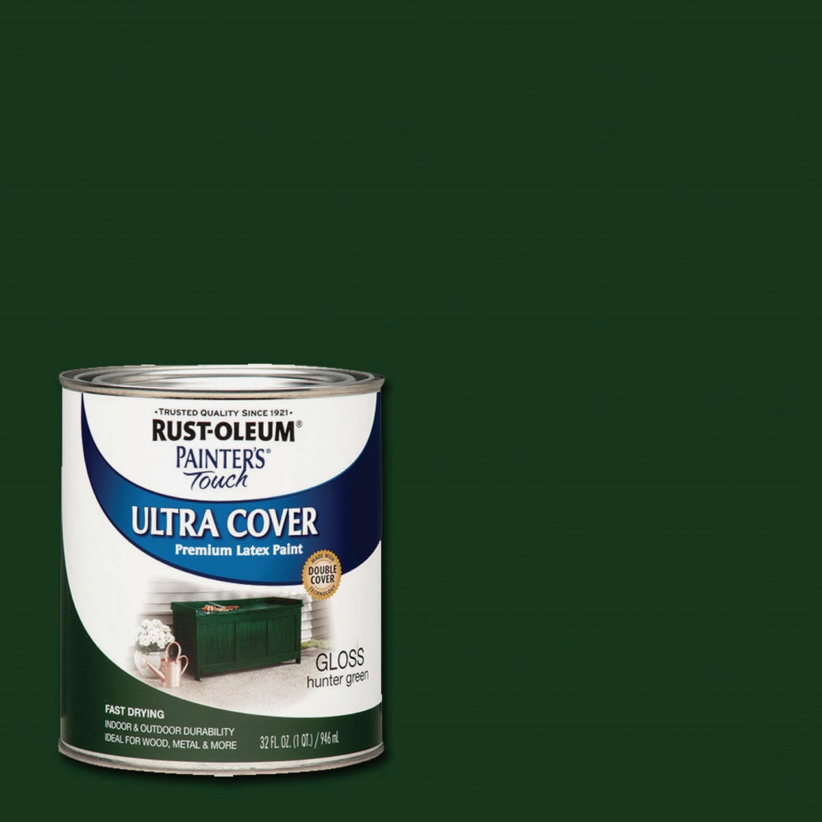 Rust-Oleum Painter's Touch 2X Ultra Cover Premium Latex Paint, Gloss Hunter Green, 1/2 Pt.