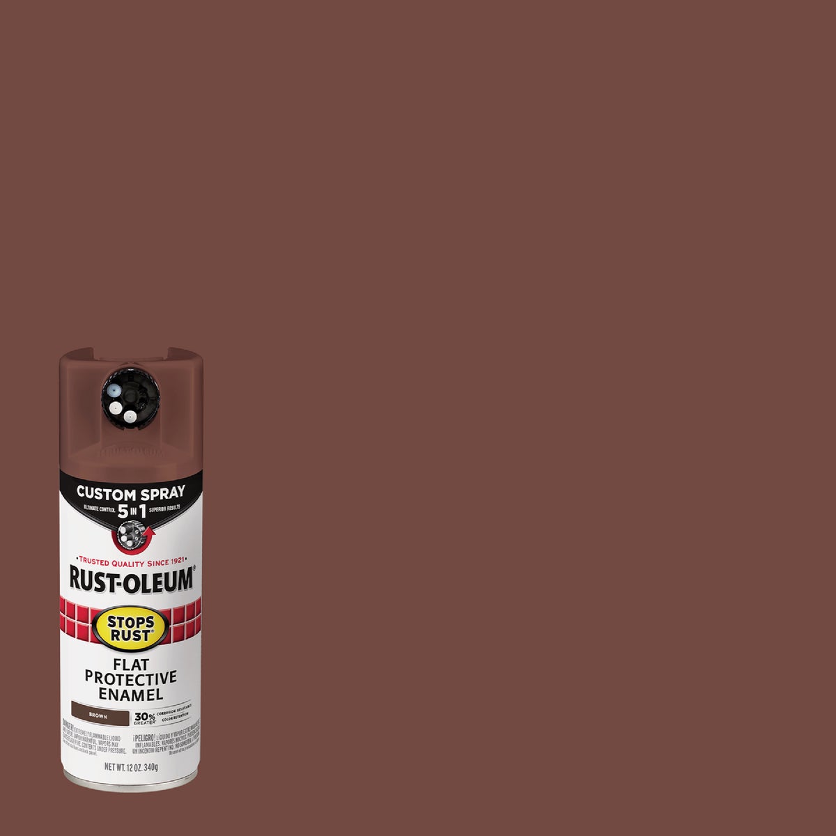Rust-Oleum Stops Rust 12 Oz. Custom Spray 5 in 1 Flat Spray Paint, Brown