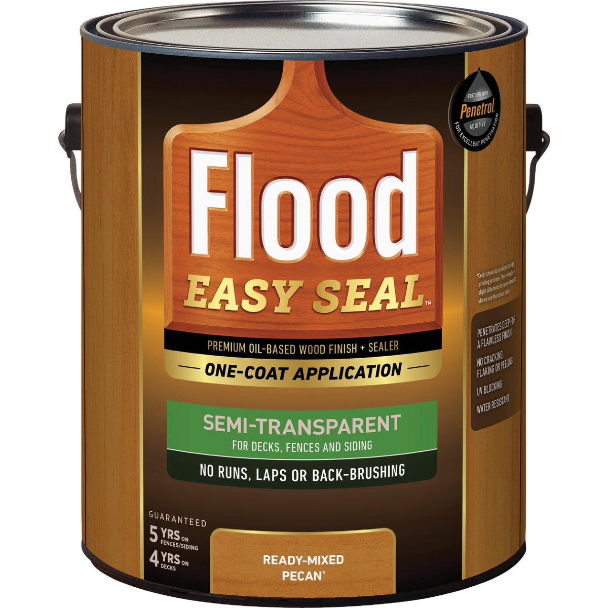 Flood Easy Seal Semi-Transparent Premium Oil-Based Wood Finish and Sealer, Pecan, 1 Gal.