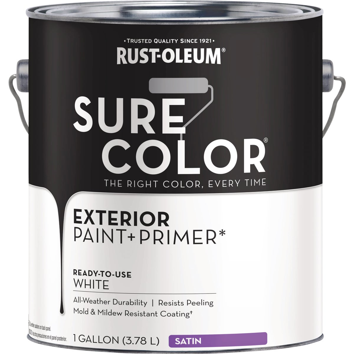 Rust-Oleum Sure Color Exterior Paint and Primer, White, Satin, 1 Gal
