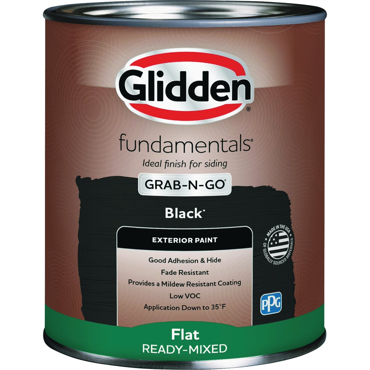 Glidden Fundamentals Exterior Grab-N-Go Black Flat Quart