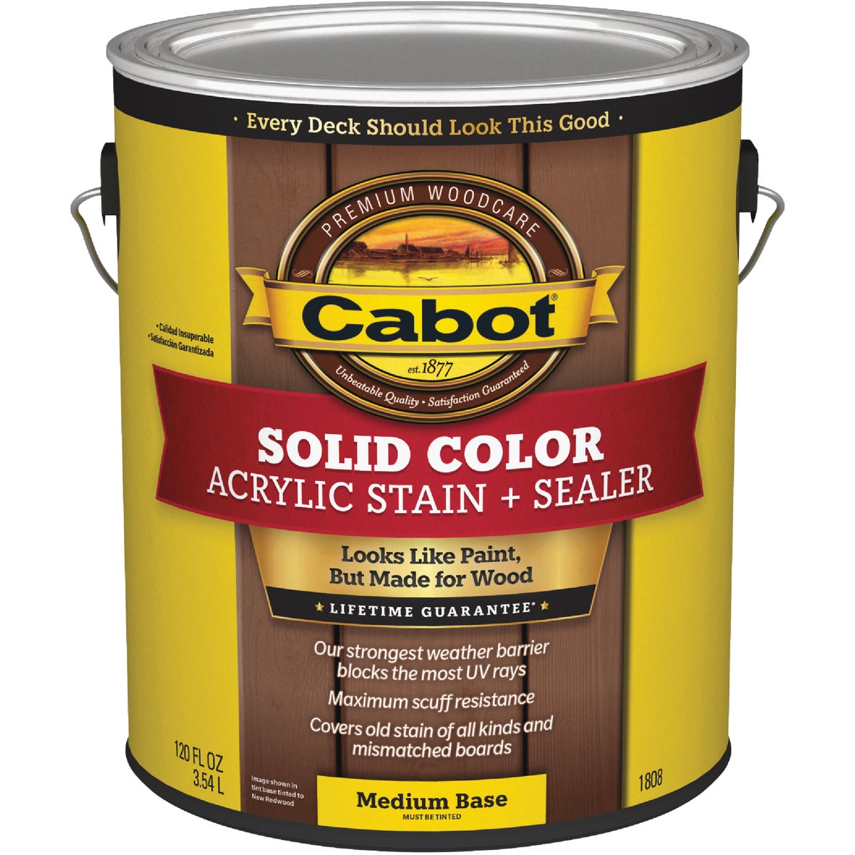 Cabot Solid Color Acrylic Deck Stain, 1808 Medium Base, 1 Gal.