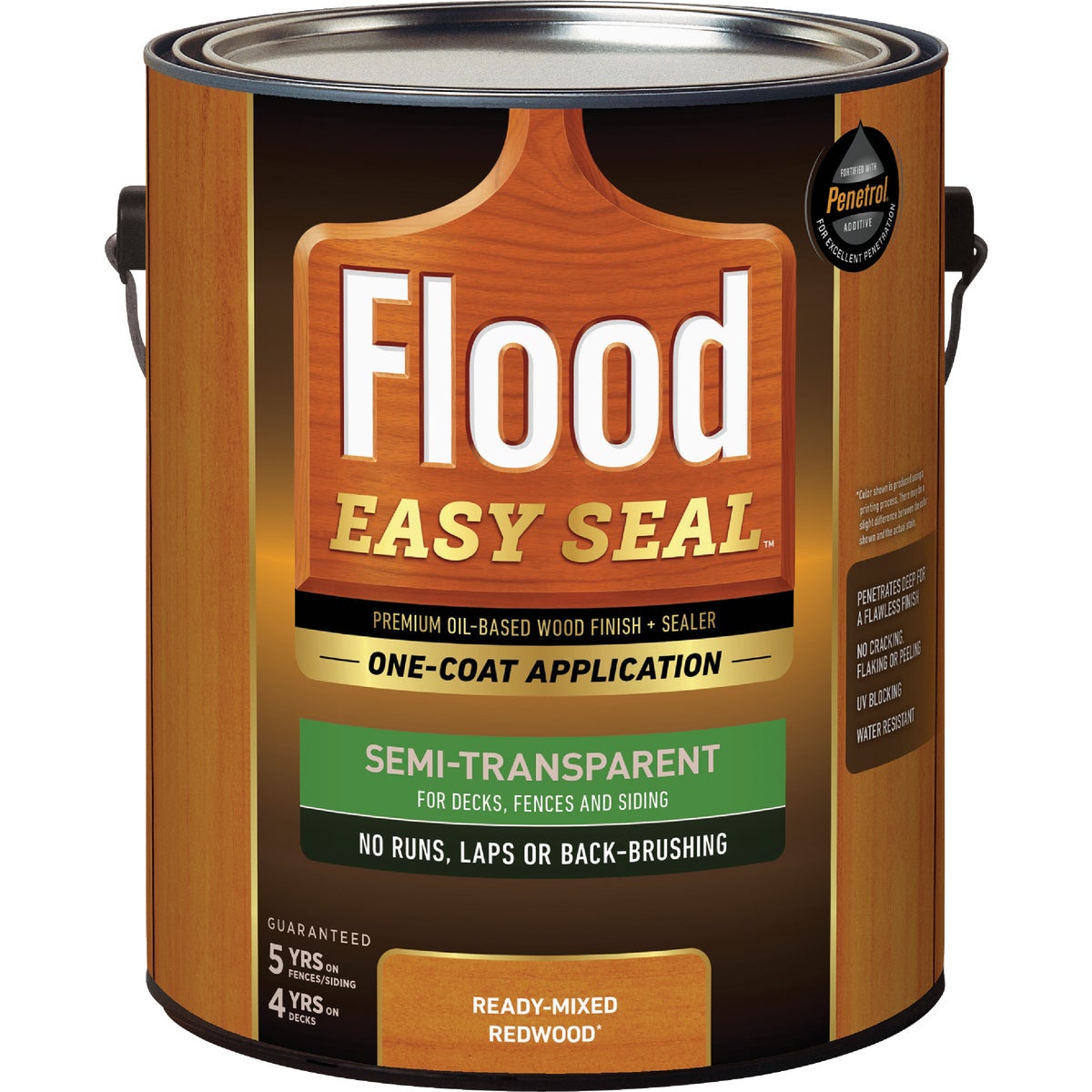 Flood Easy Seal Semi-Transparent Premium Oil-Based Wood Finish and Sealer, Redwood, 1 Gal.