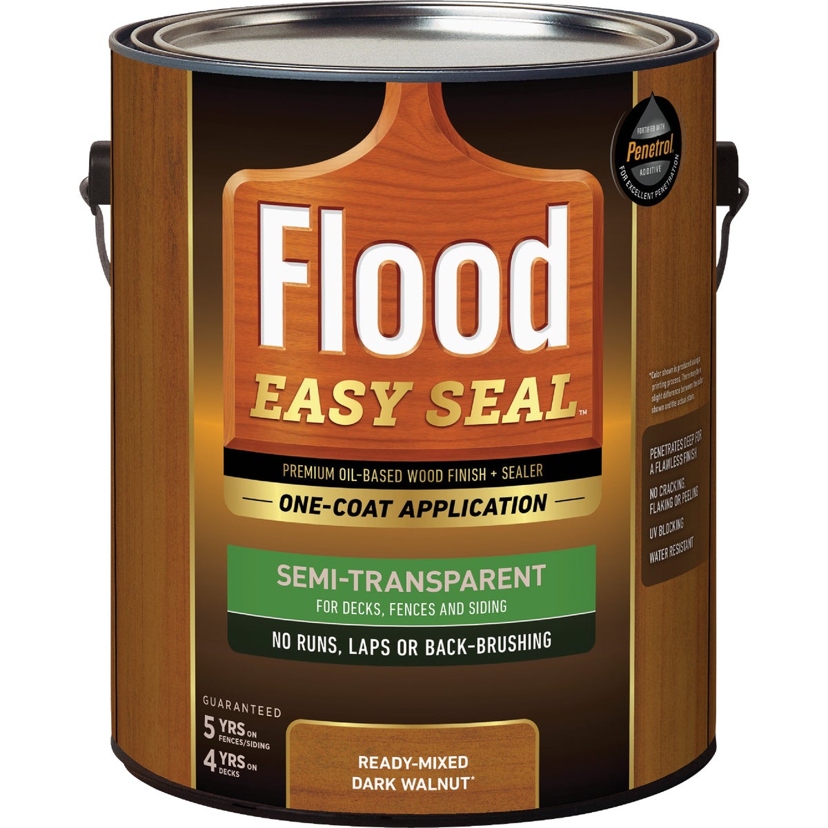 Flood Easy Seal Semi-Transparent Premium Oil-Based Wood Finish and Sealer, Dark Walnut, 1 Gal.