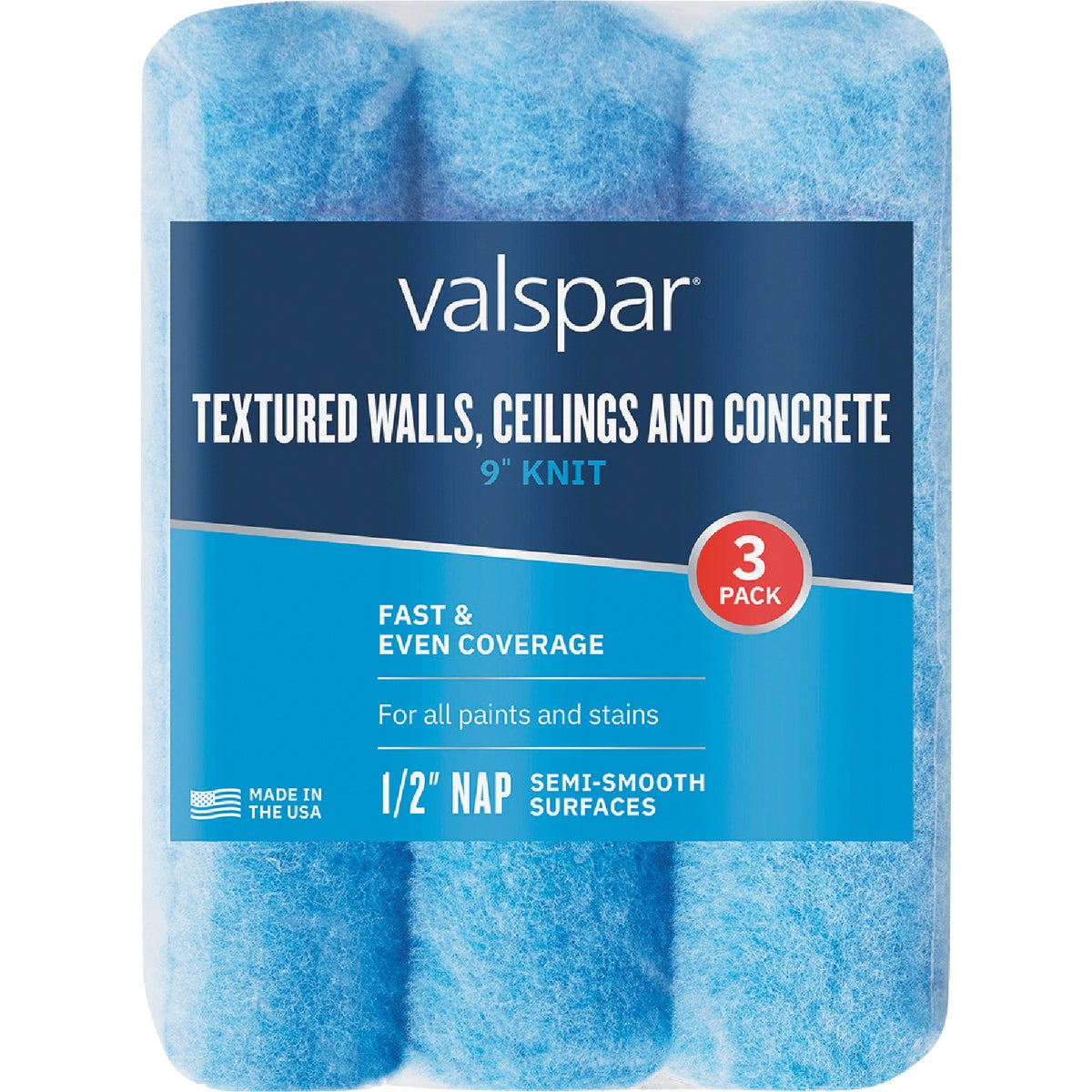 Valspar 9 In. x 1/2 In. Knit Textured Walls, Concrete & Decks Roller Covers (3-Pack)