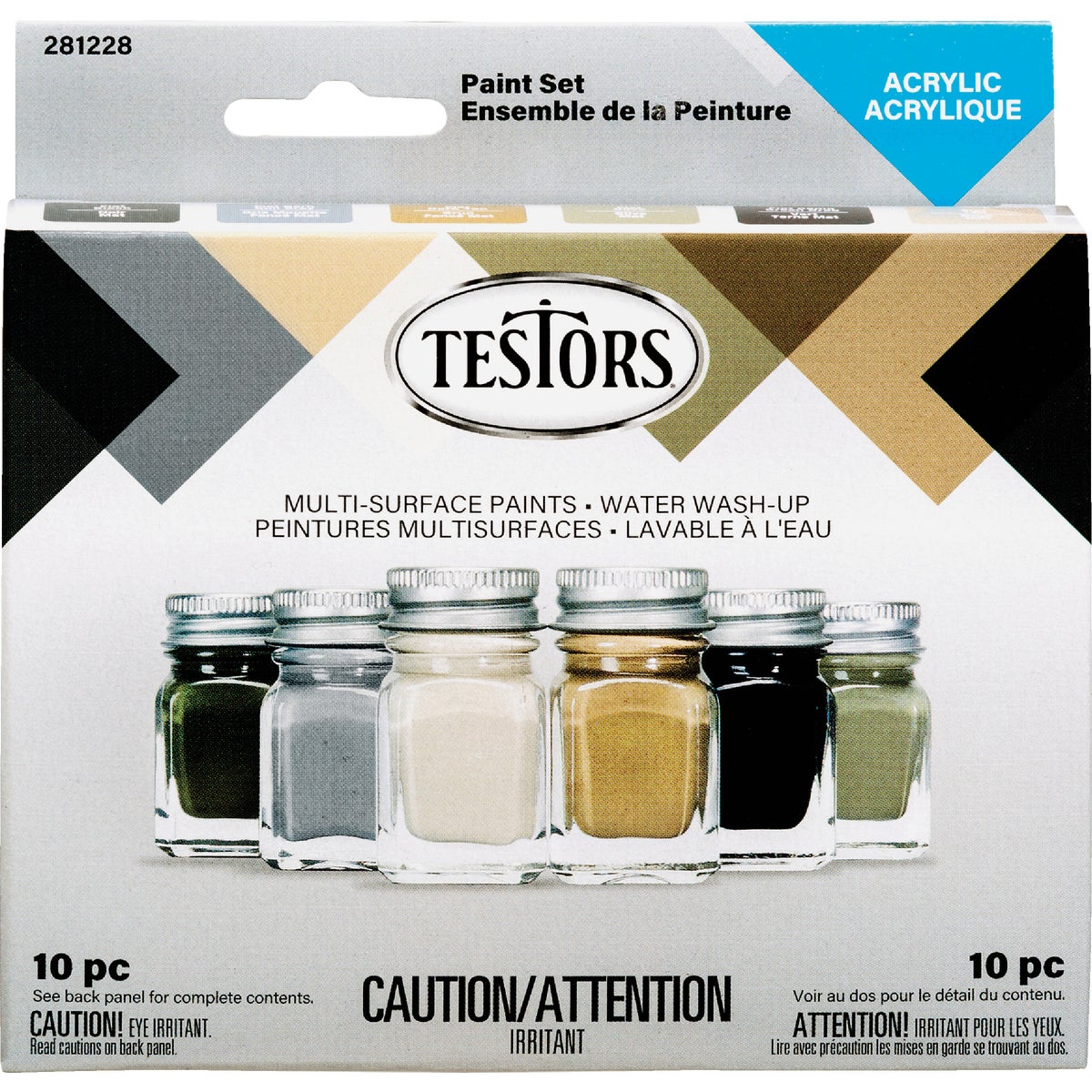 Testors Acrylic Paint Set (Black, Gray, Dark Tan, Olive, Green, Tan)
