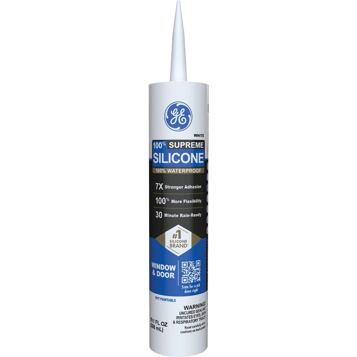 GE Supreme Silicone Window & Door Sealant, White, 10.1oz