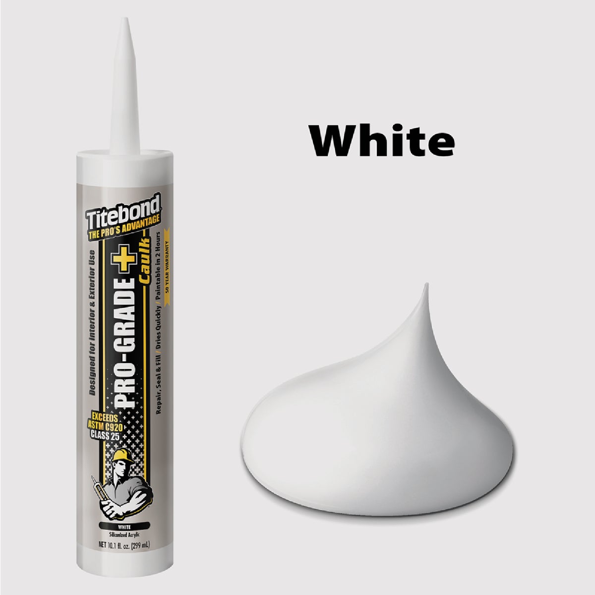 Titebond Pro Grade Plus 10.1 Oz. White Silicone Caulk