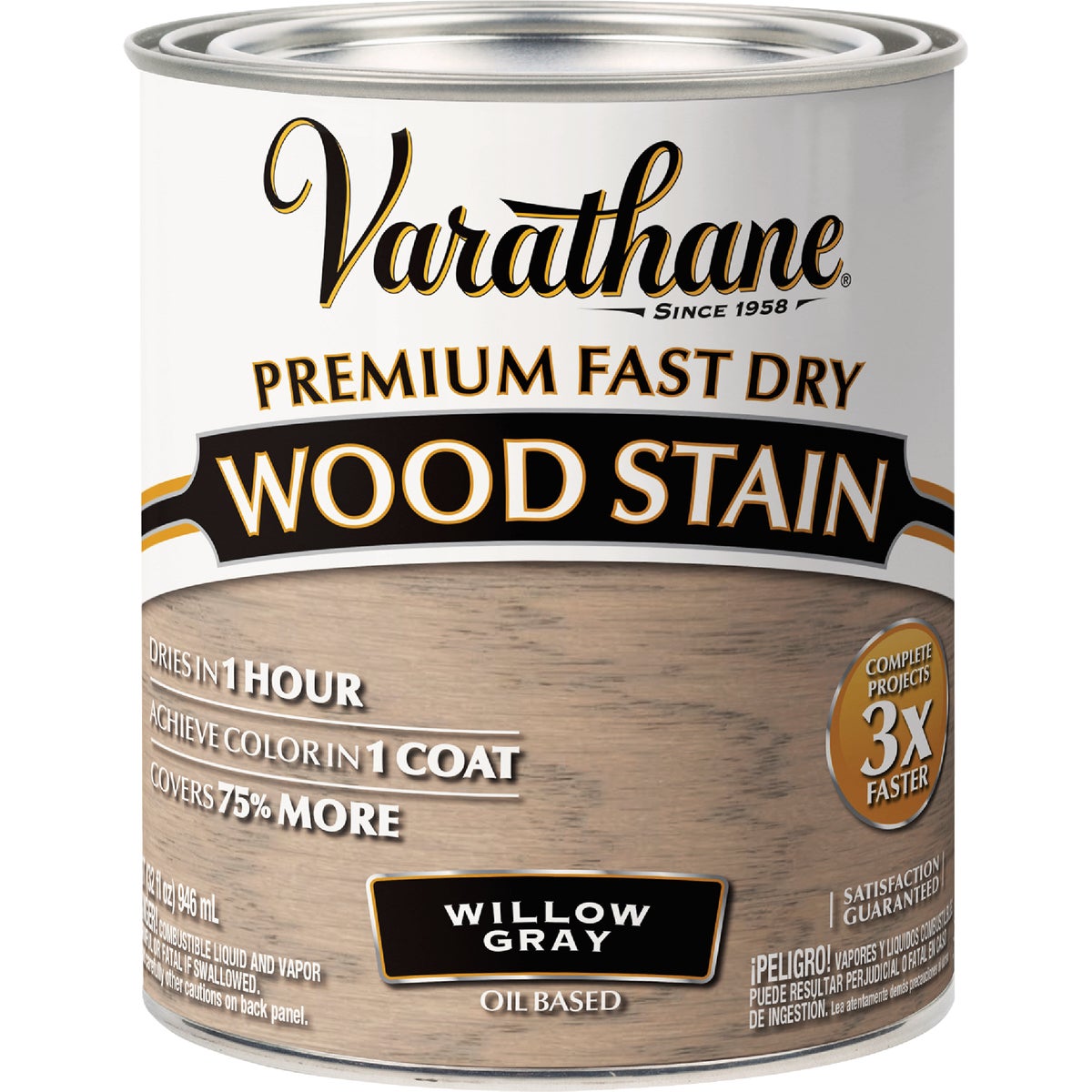 Varathane Fast Dry Willow Gray Urethane Modified Alkyd Interior Wood Stain, 1 Qt.