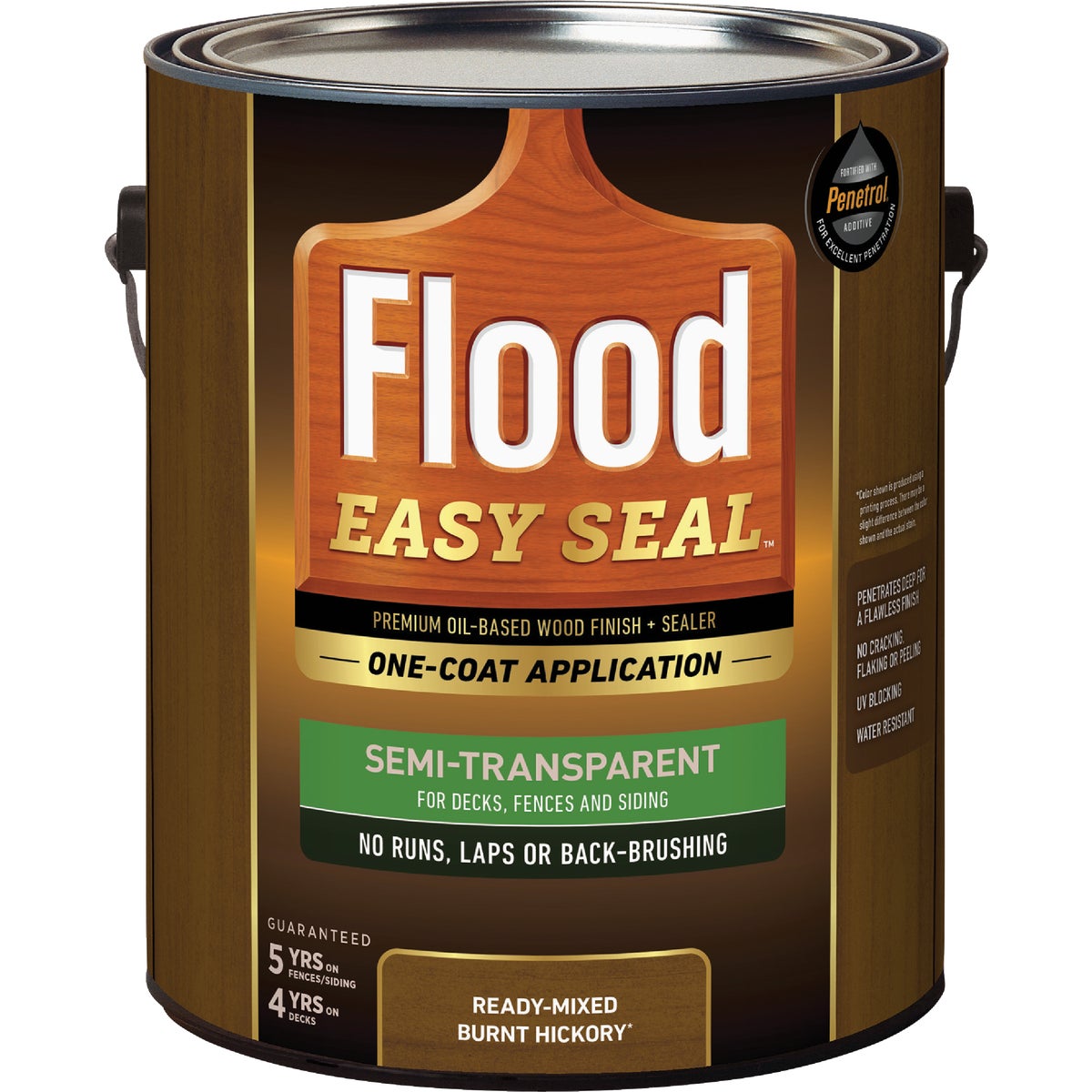 Flood Easy Seal Semi-Transparent Premium Oil-Based Wood Finish and Sealer, Burnt Hickory, 1 Gal.