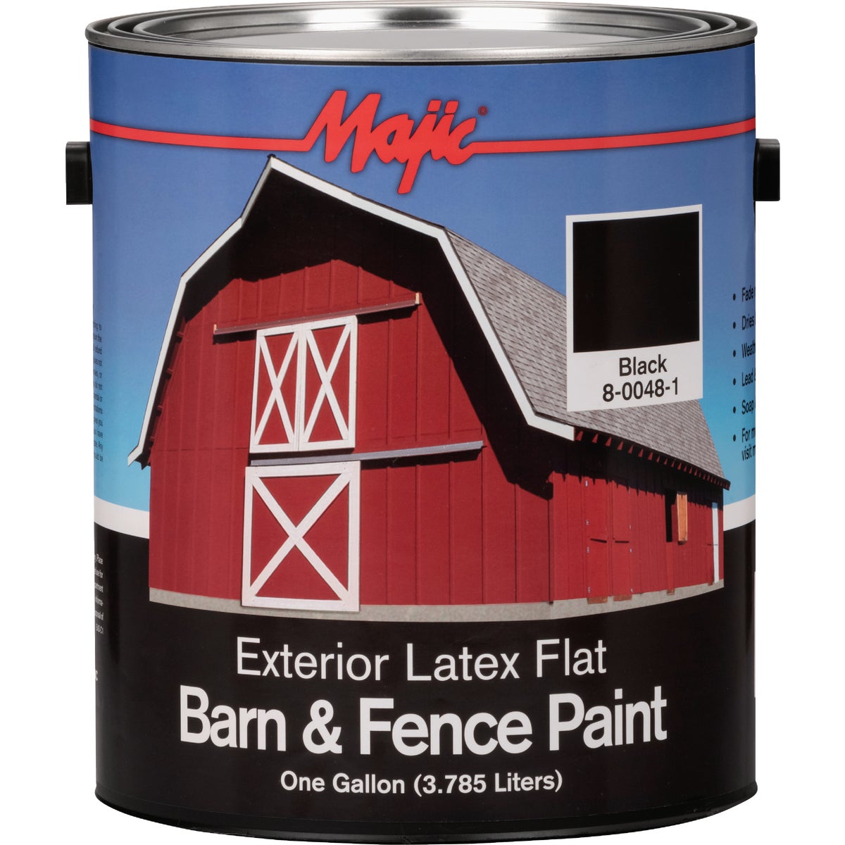 MAJIC Barn & Fence Exterior Latex Flat Paint, Black, 1 Gal.