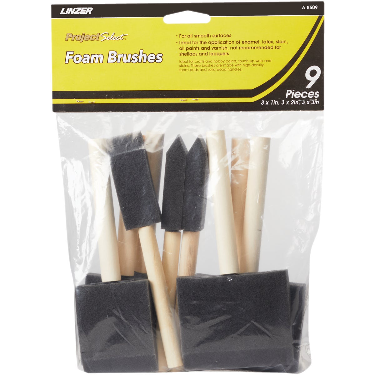 Linzer Project Select High Density Closed Foam Brush Set (9-Pack)