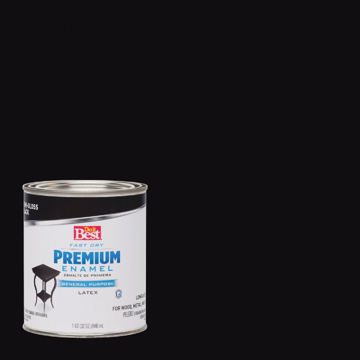 Do it Best Fast Dry Acrylic Latex Semi-Gloss Premium Enamel, Black, 1 Qt.