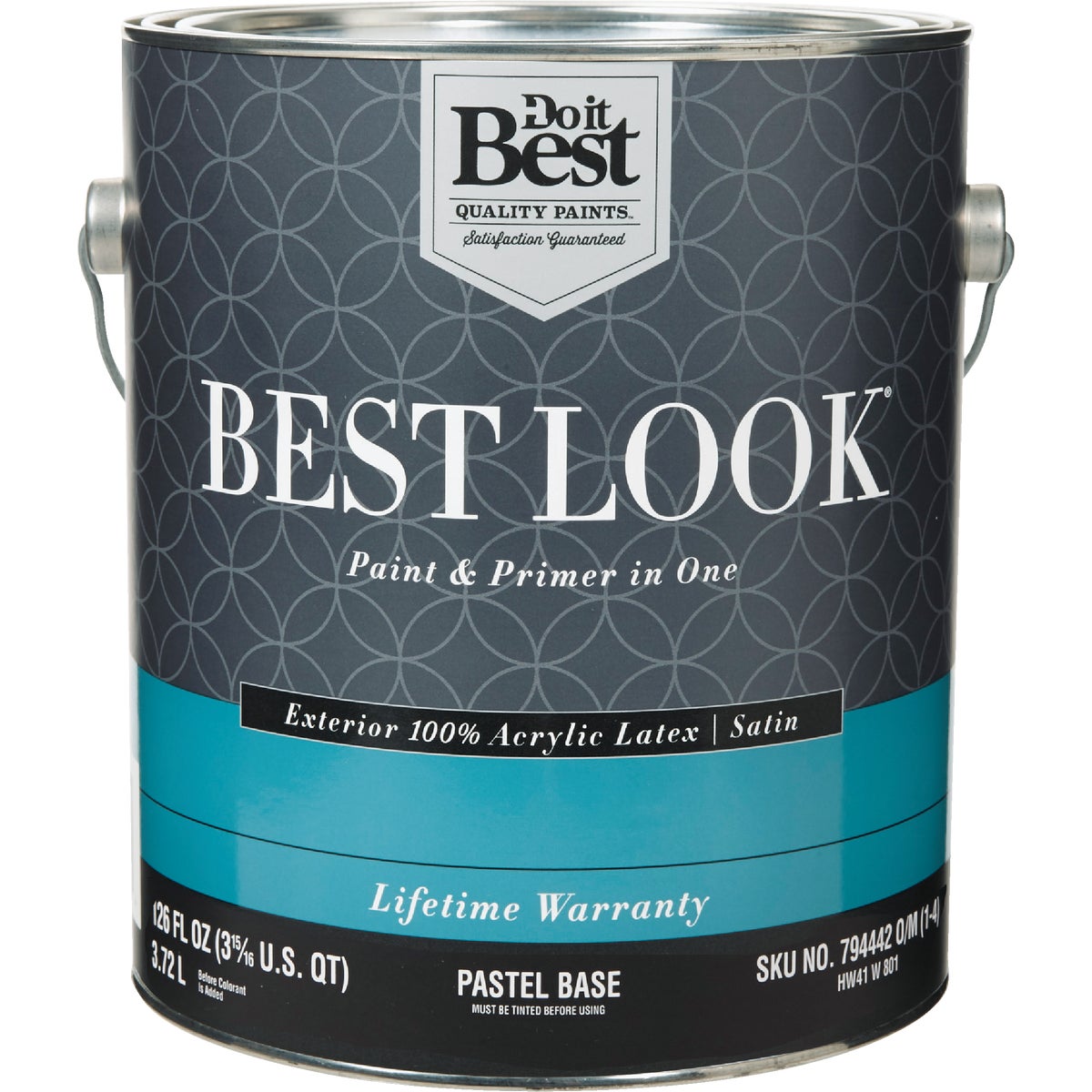 Best Look 100% Acrylic Latex Premium Paint & Primer In One Satin Exterior House Paint, Pastel Base, 1 Gal.