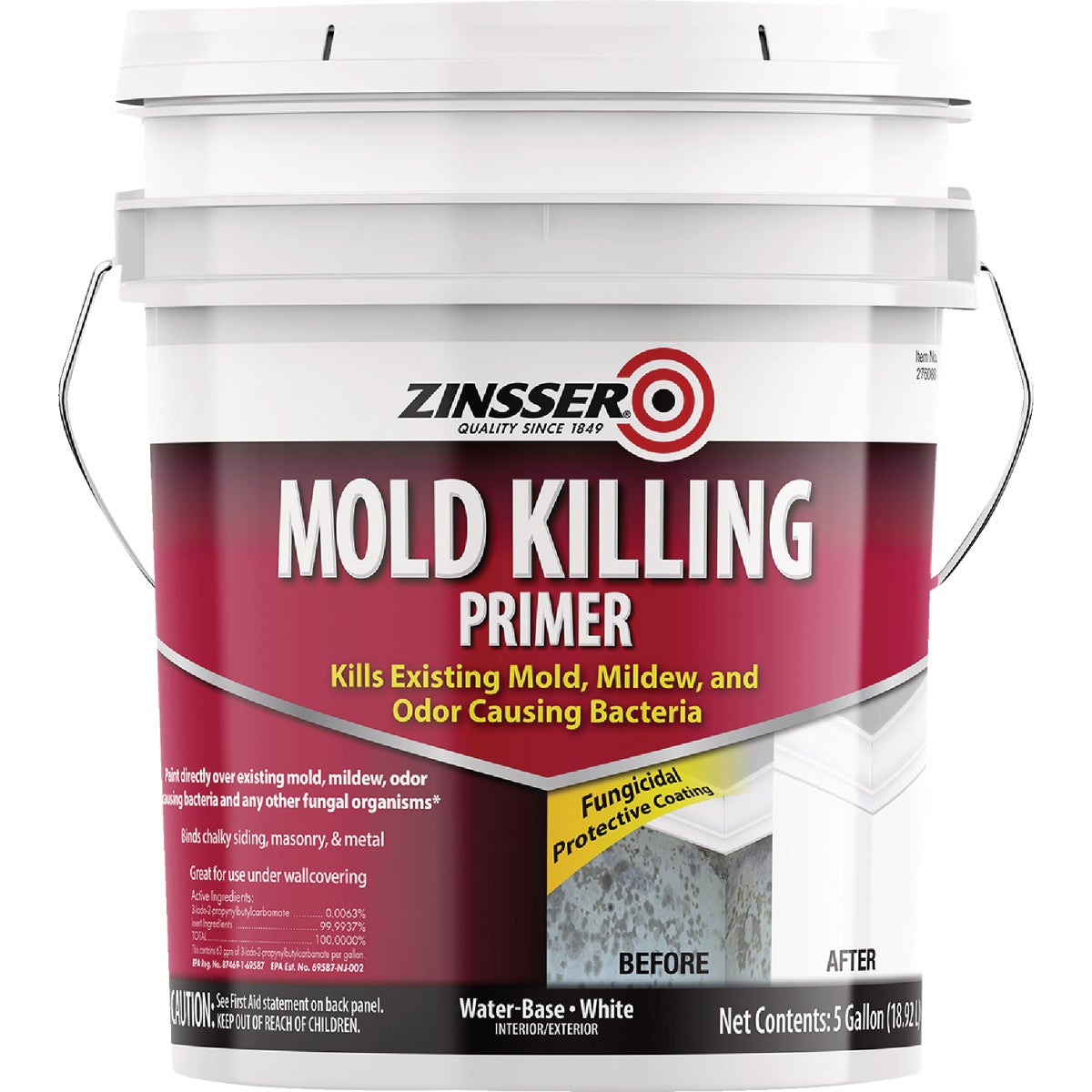 Zinsser Mold Killing Interior/Exterior Primer, White, 5 Gal.