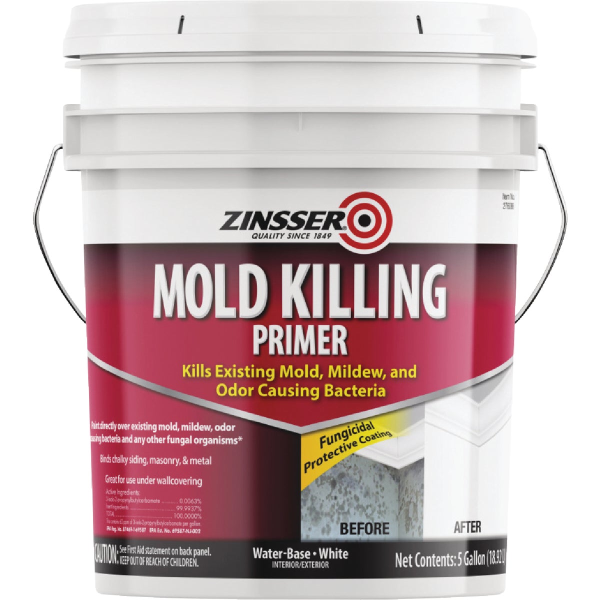 Zinsser Mold Killing Interior/Exterior Primer, White, 5 Gal.