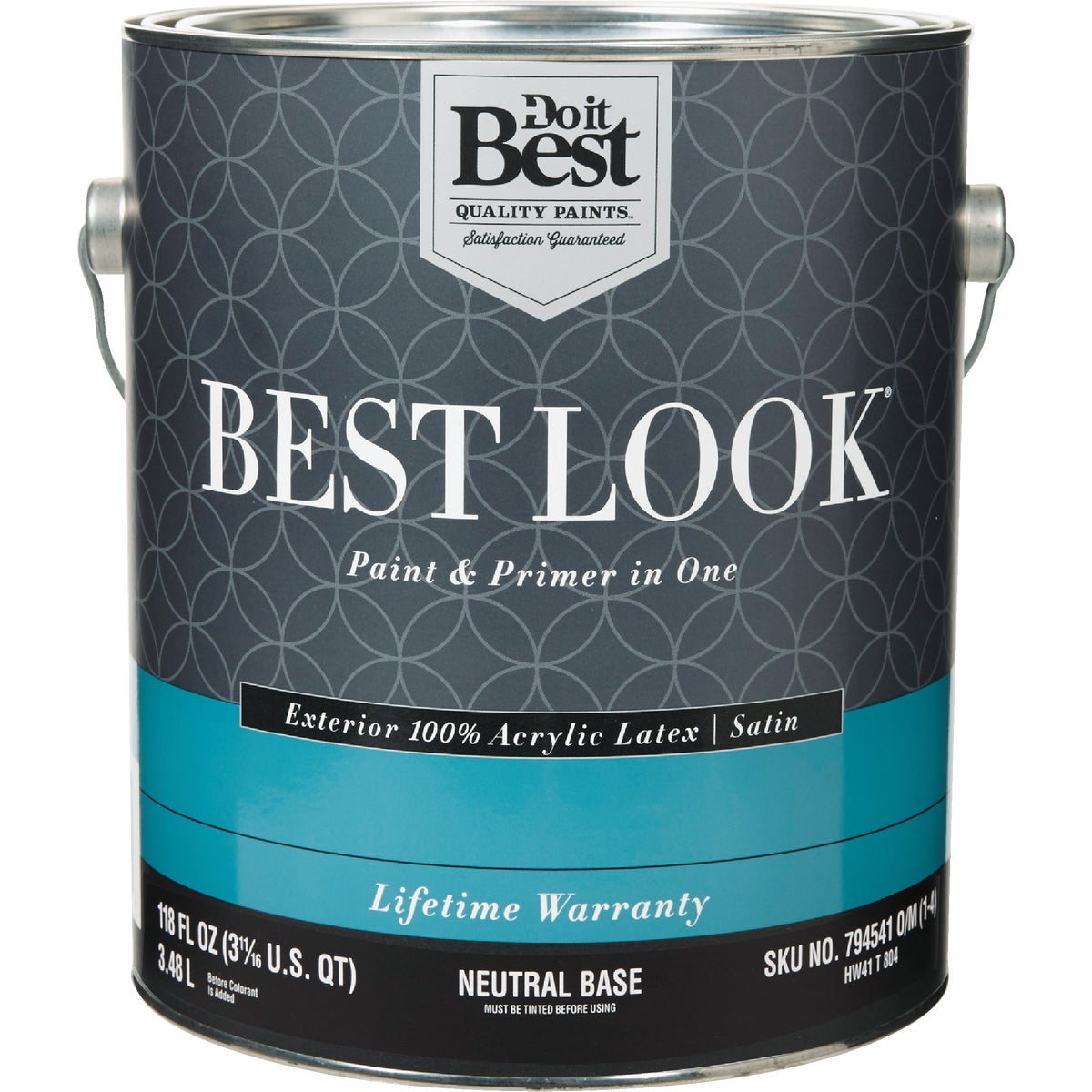 Best Look 100% Acrylic Latex Premium Paint & Primer In One Satin Exterior House Paint, Neutral Base, 1 Gal.