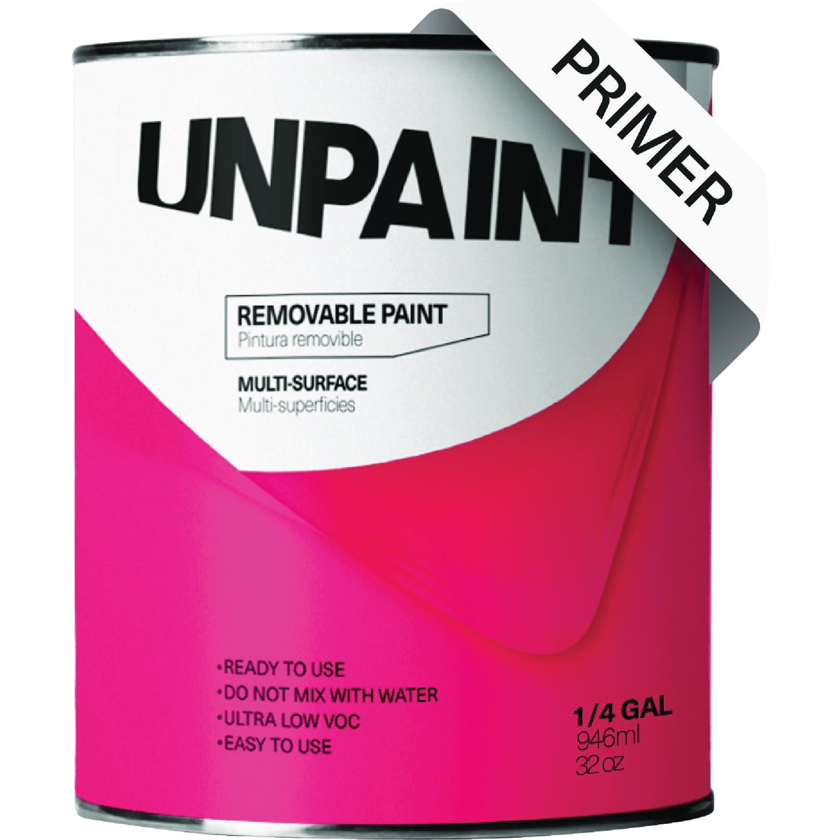 Unpaint Removable Water Base Matte Interior Wall Paint Primer, Clear Base, 1 Qt.