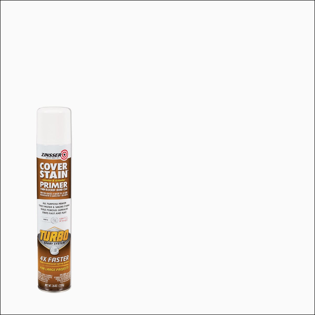 Zinsser 26 Oz. Cover Stain Primer Spray with Turbo Spray System, Flat White