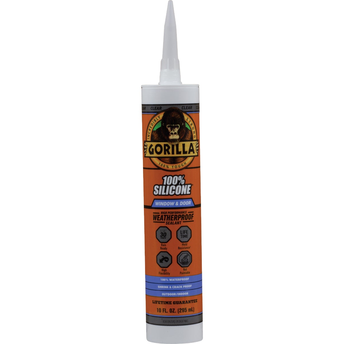 Gorilla 10 Oz. Window & Door Silicone Sealant Cartridge, Clear