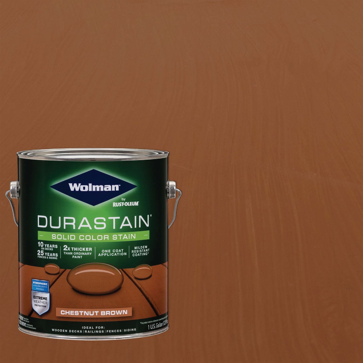 Wolman DuraStain One Coat Solid Color Exterior Stain, Chestnut Brown 1 Gal.